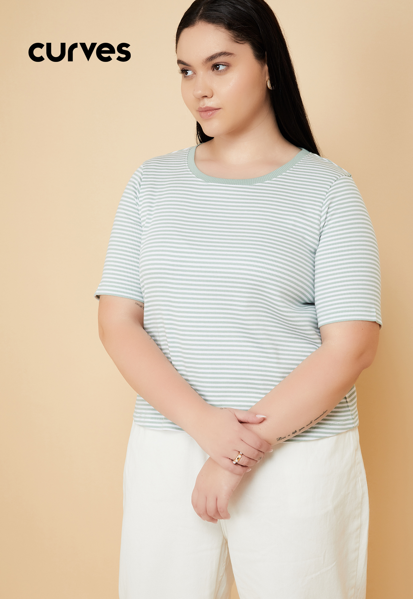 Women Striped Ribbed T-shirt-picture-55