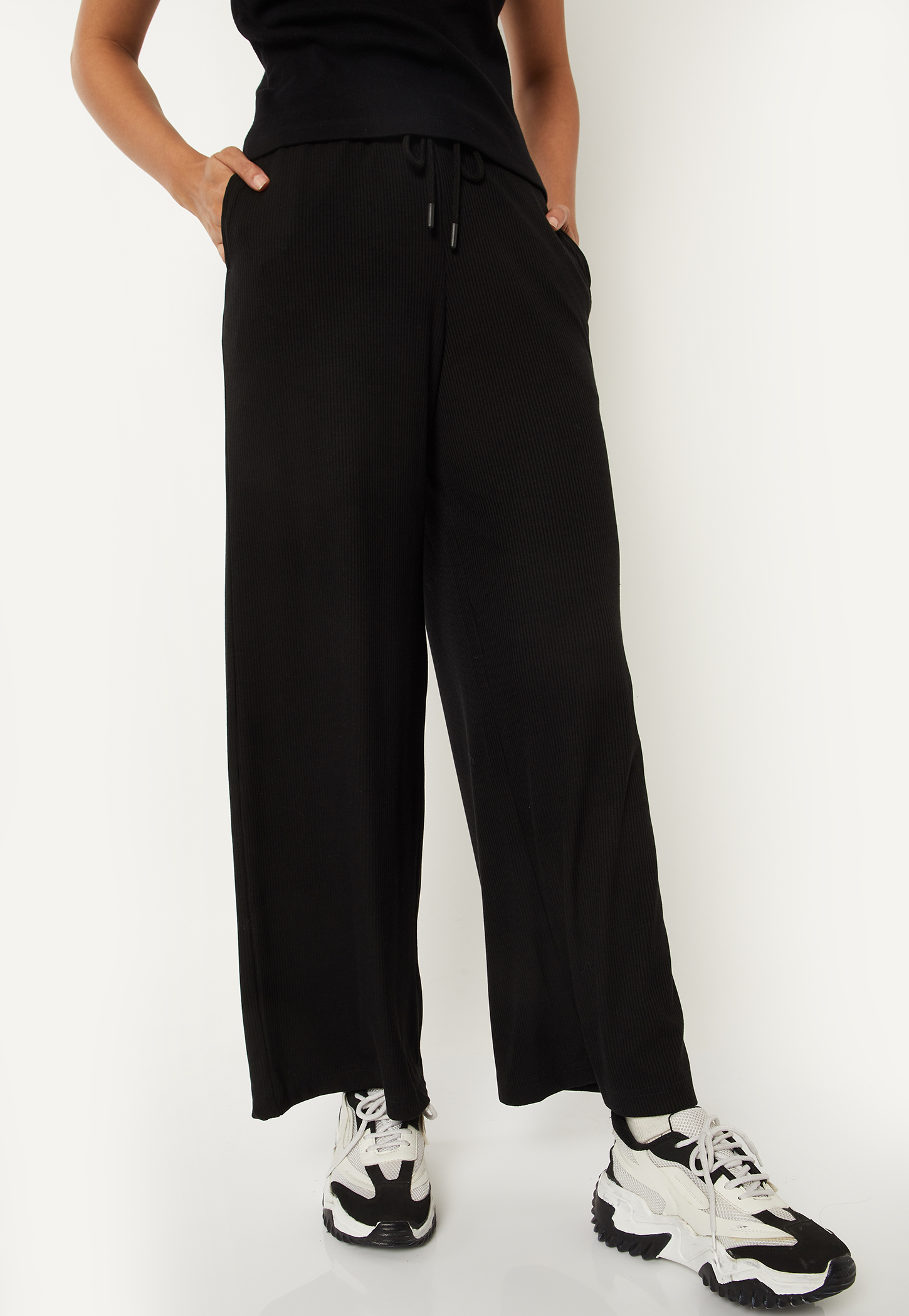 Women Ribbed Wide Leg Track Pants-picture-18