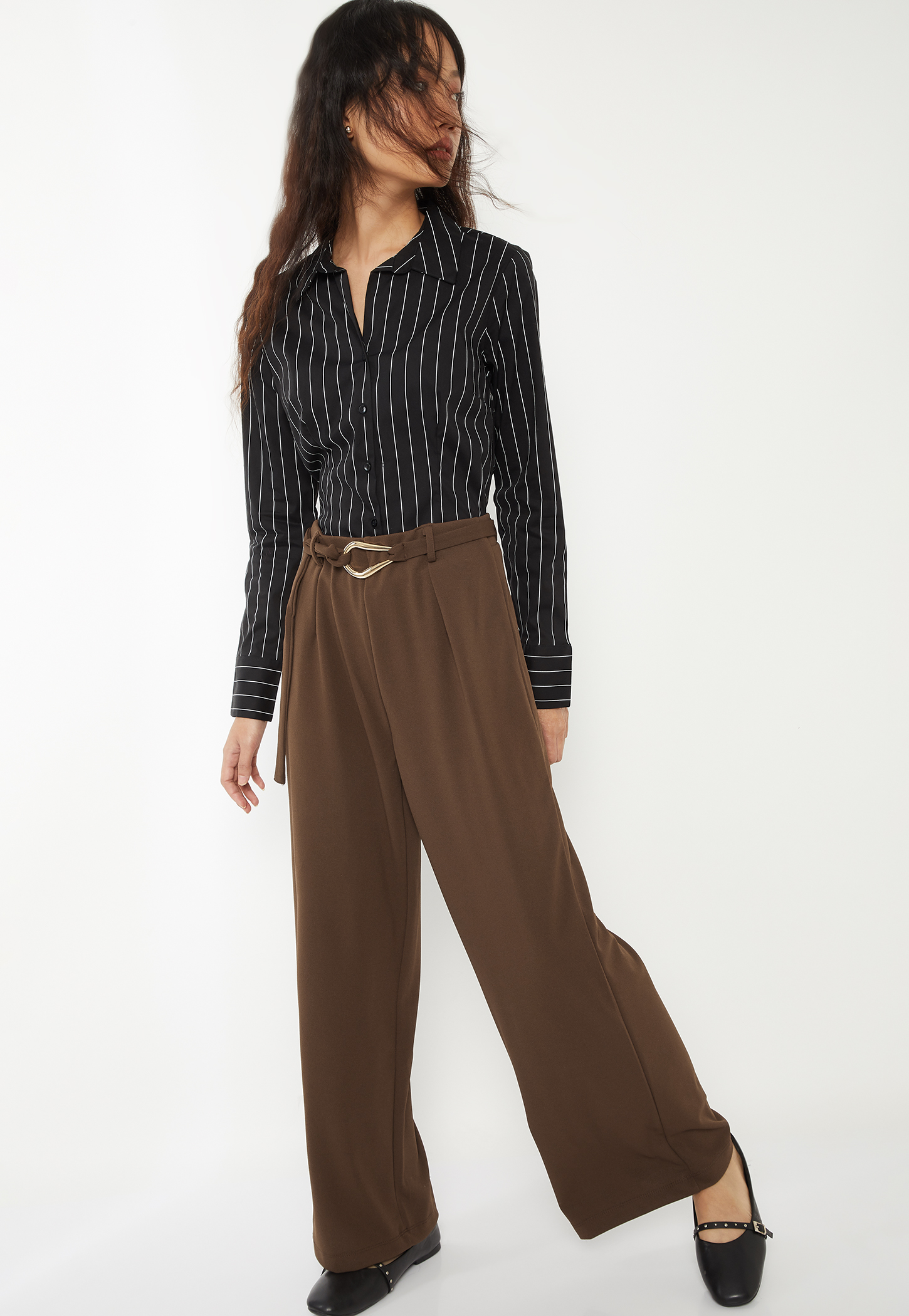 Women Pleated Wide Leg Trousers-picture-20