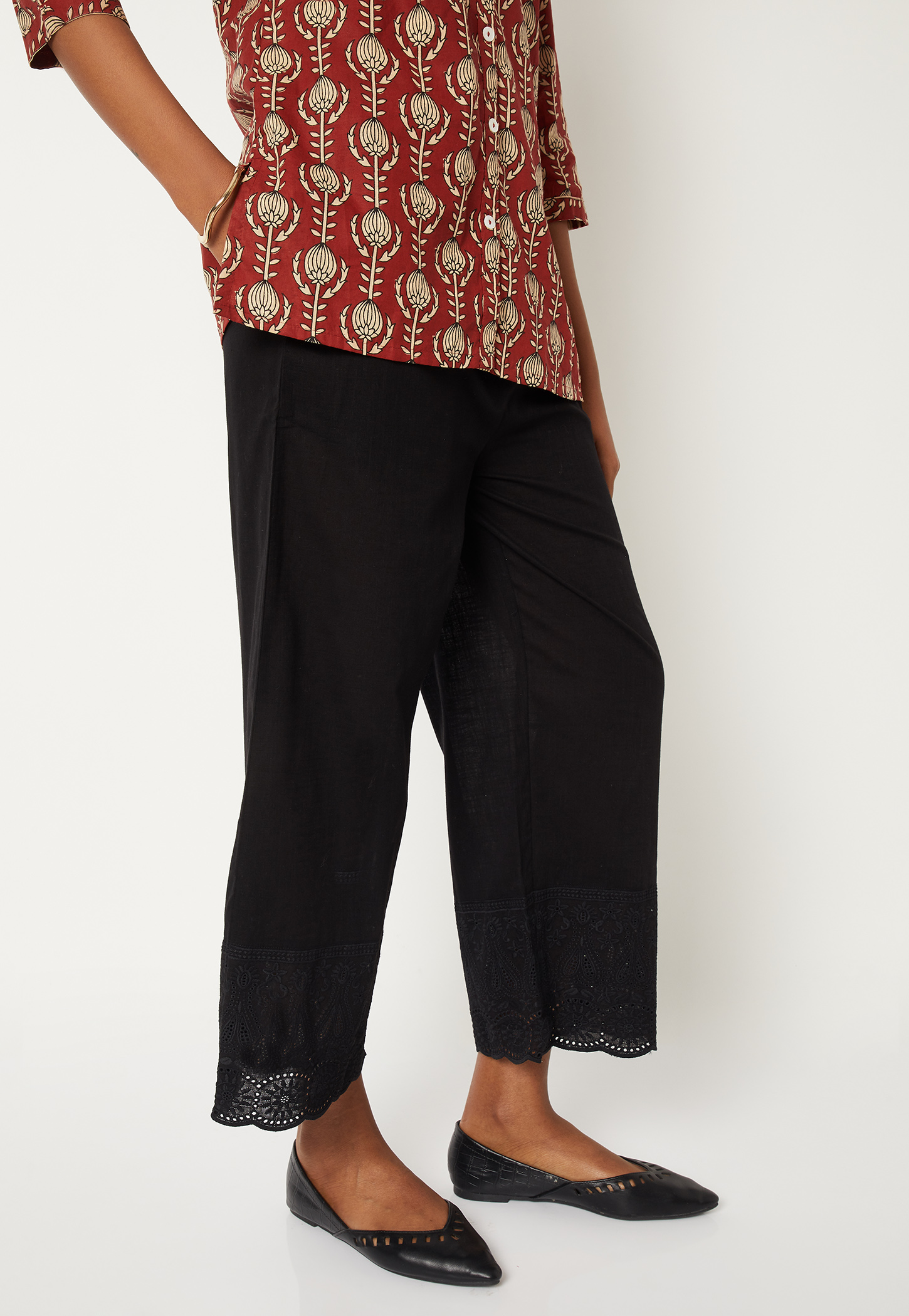 Women Embroidered Hem Palazzos-picture-35