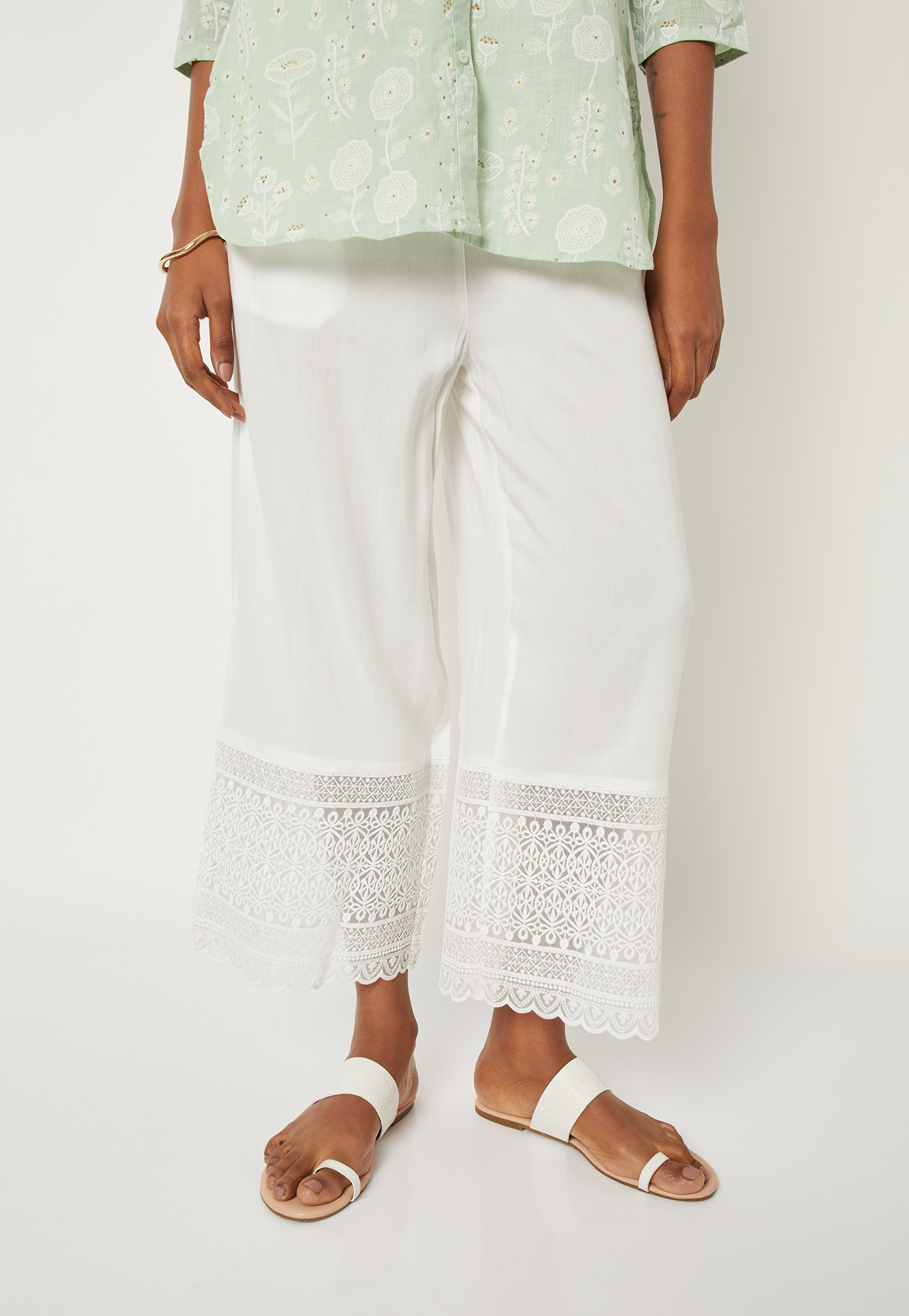 Women Embroidered Hem Palazzos-picture-47