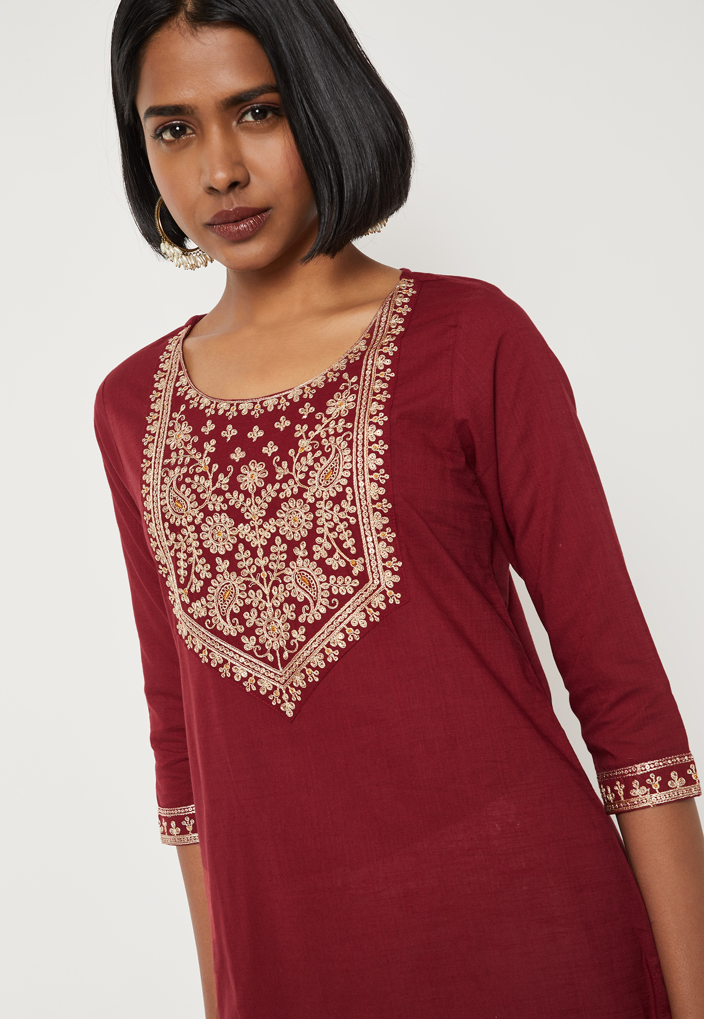 Women Yoke Embroidered Straight Kurta-picture-50