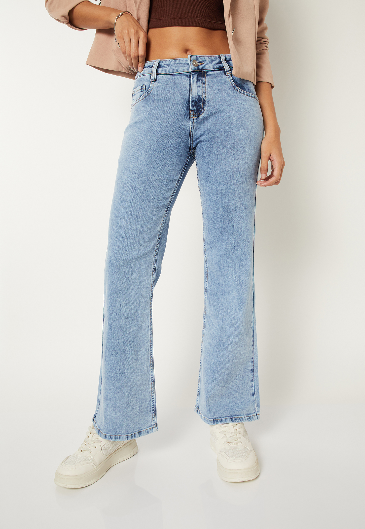 Women Washed Kick Flare Jeans-picture-15