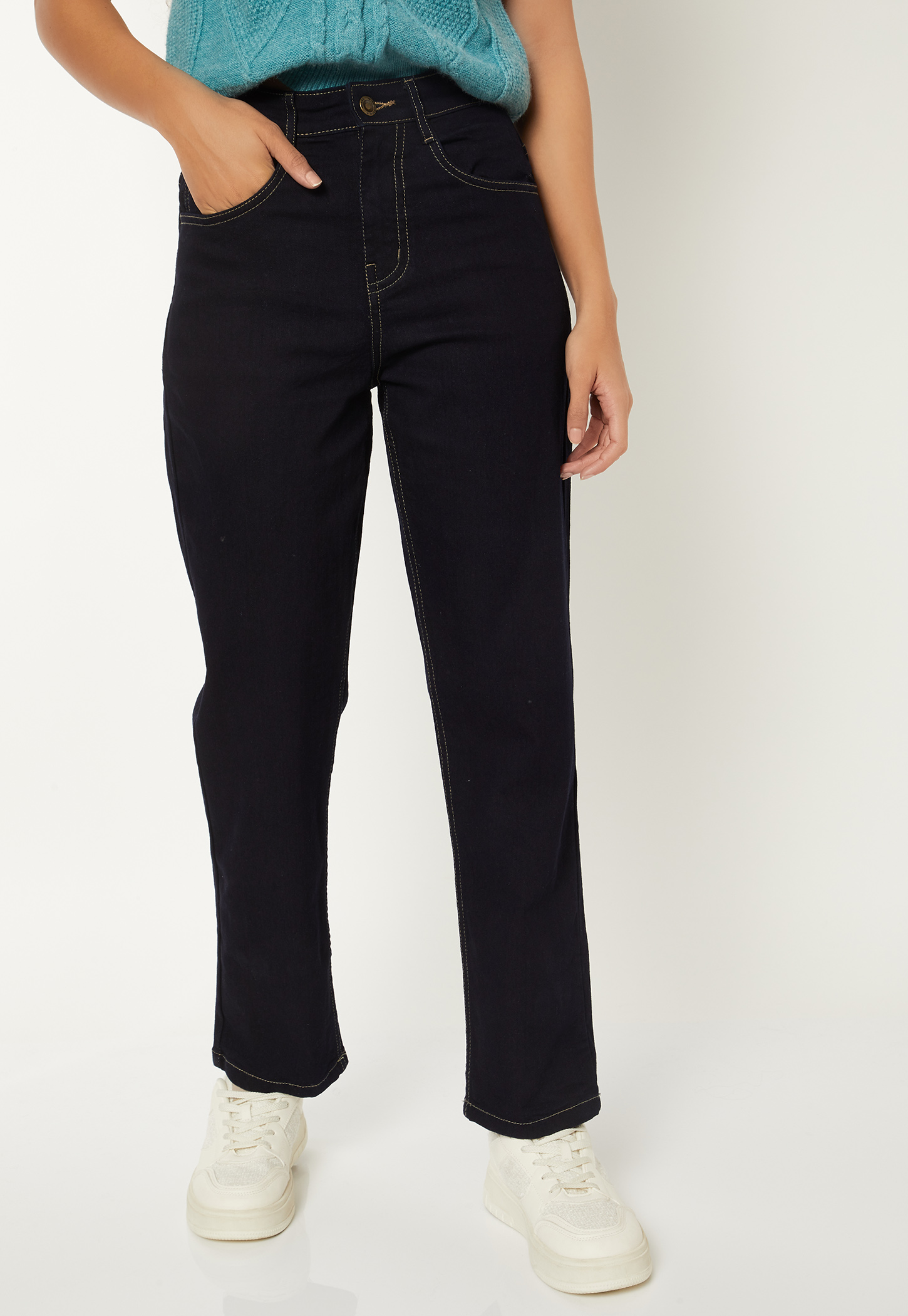 Women Washed High Rise Slim Straight Jeans-picture-20
