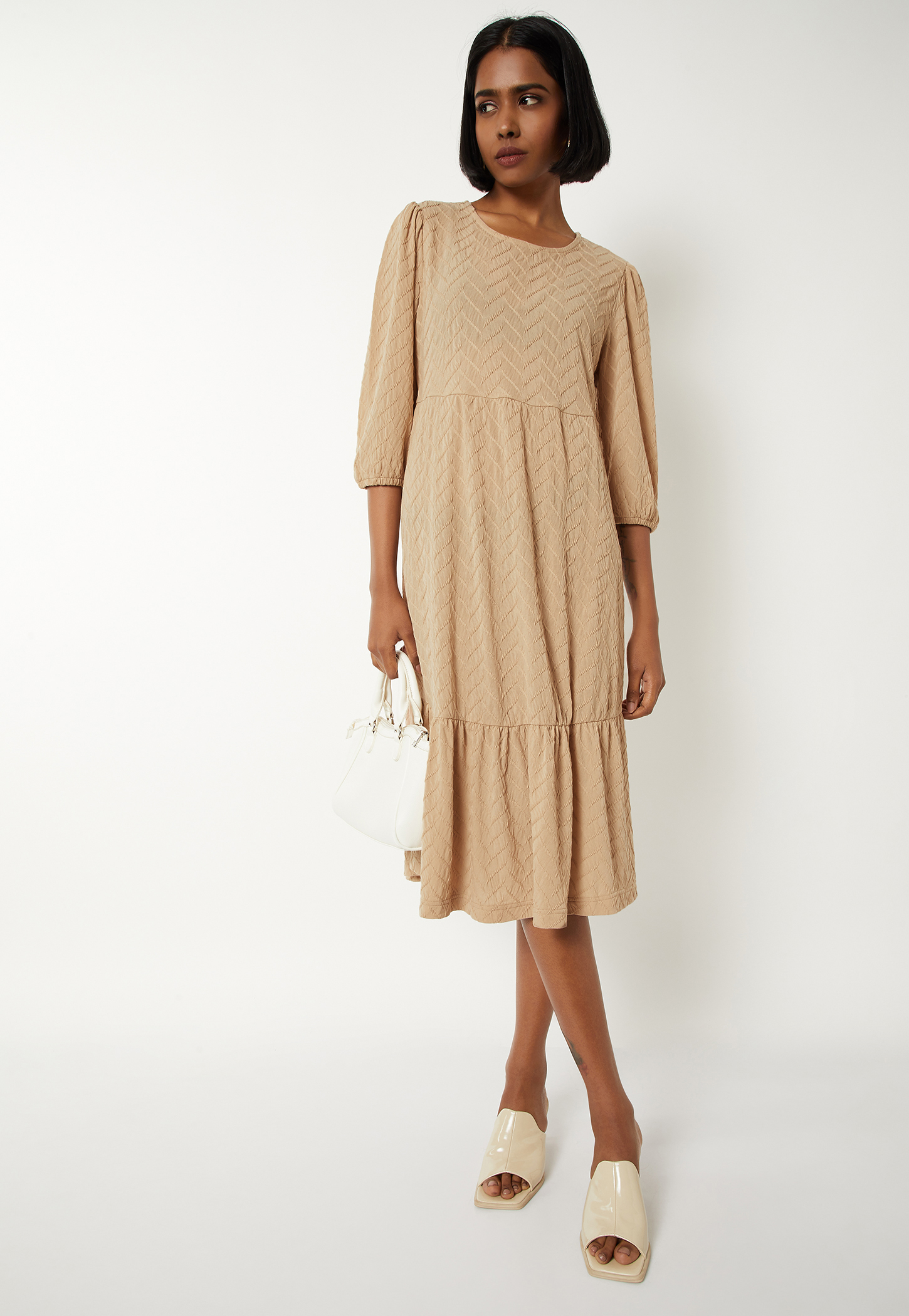 Women Textured Knit A-line Dress-picture-46