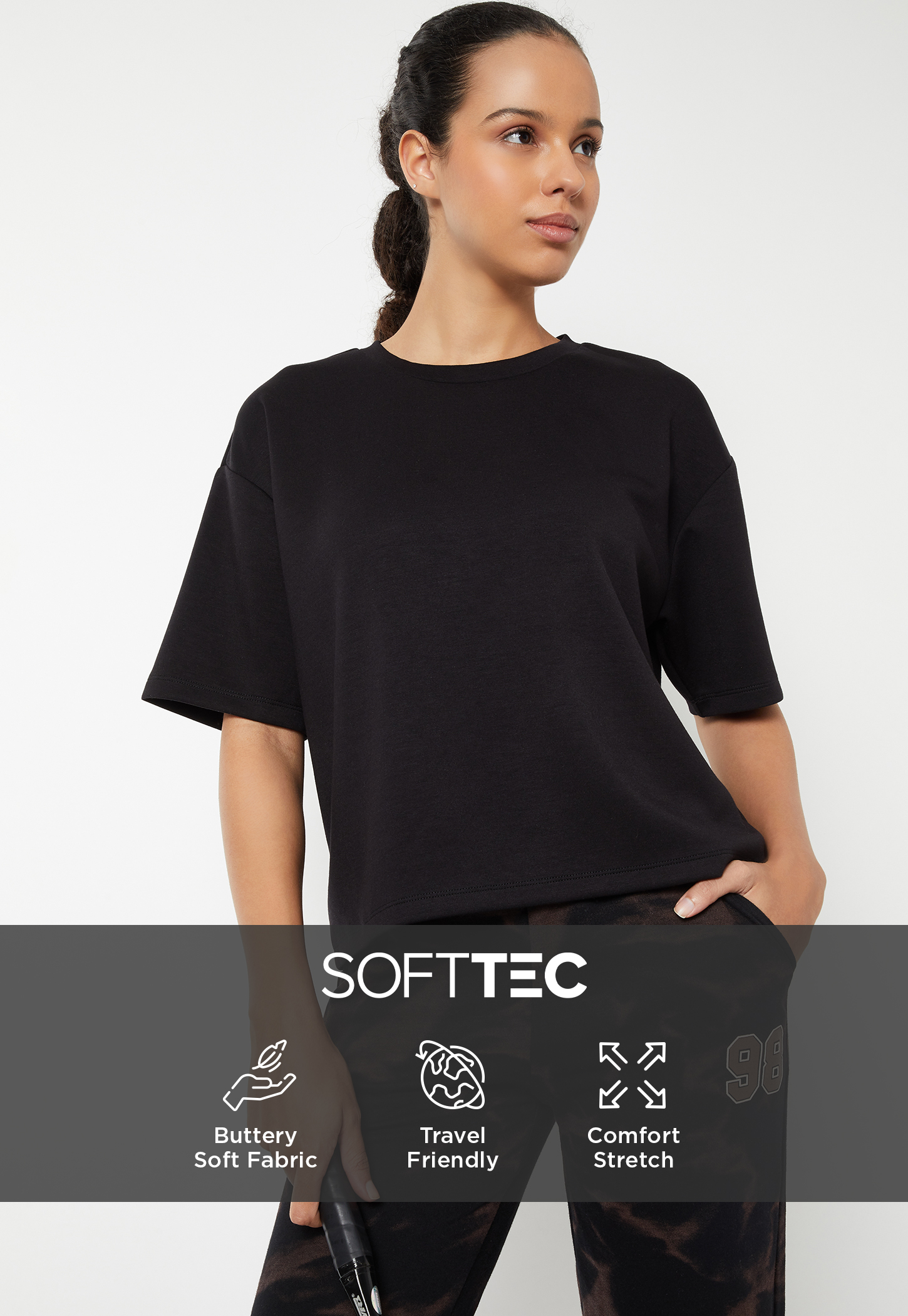 Women Solid Buttersoft Boxy Fit Sports T-shirt-picture-32
