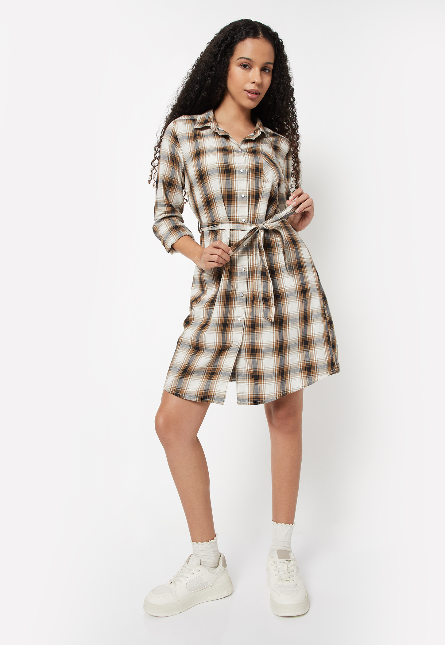 Women Checked Shirt Dress-picture-43