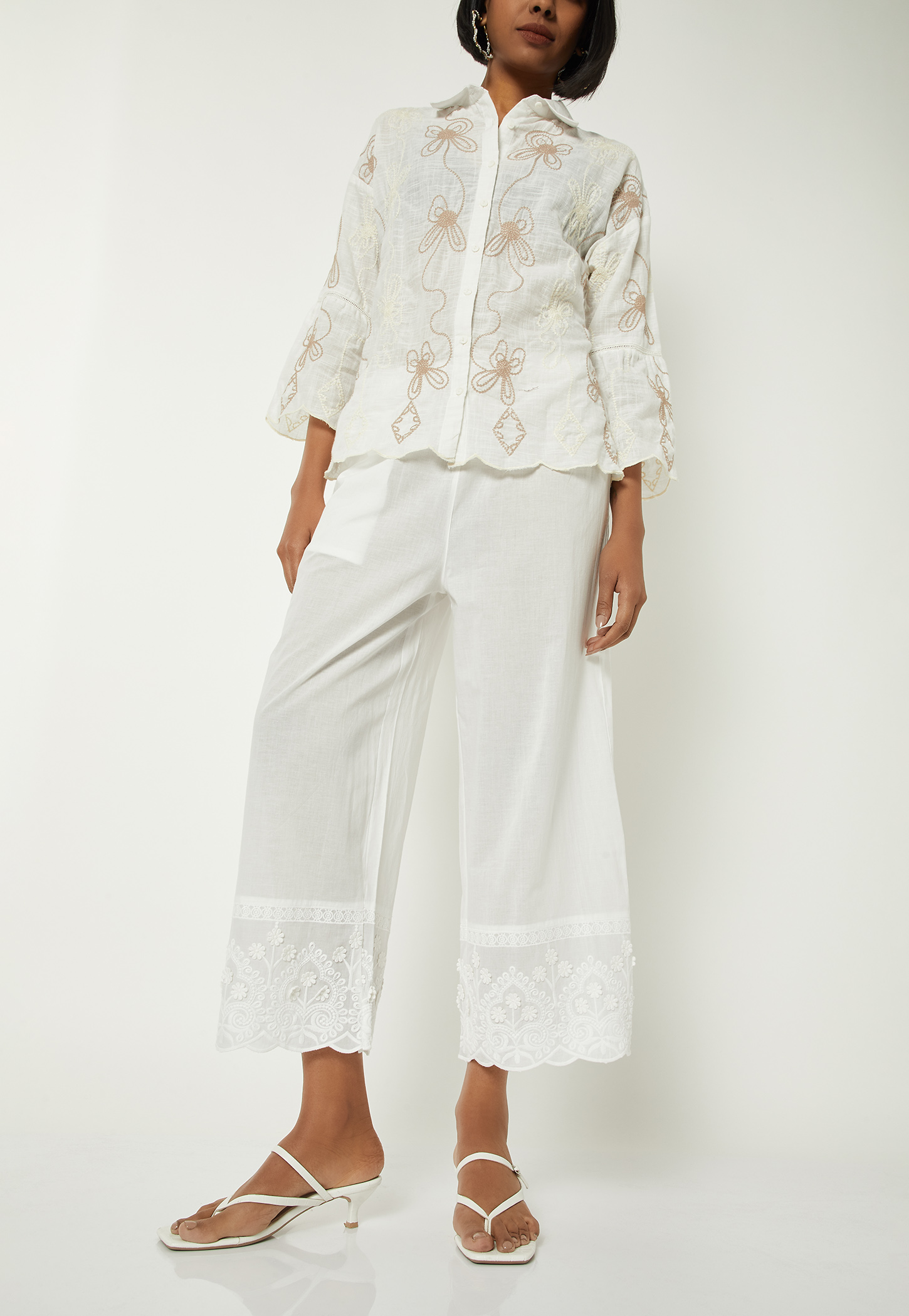 Women Embroidered Palazzos with Scalloped Hem-picture-21