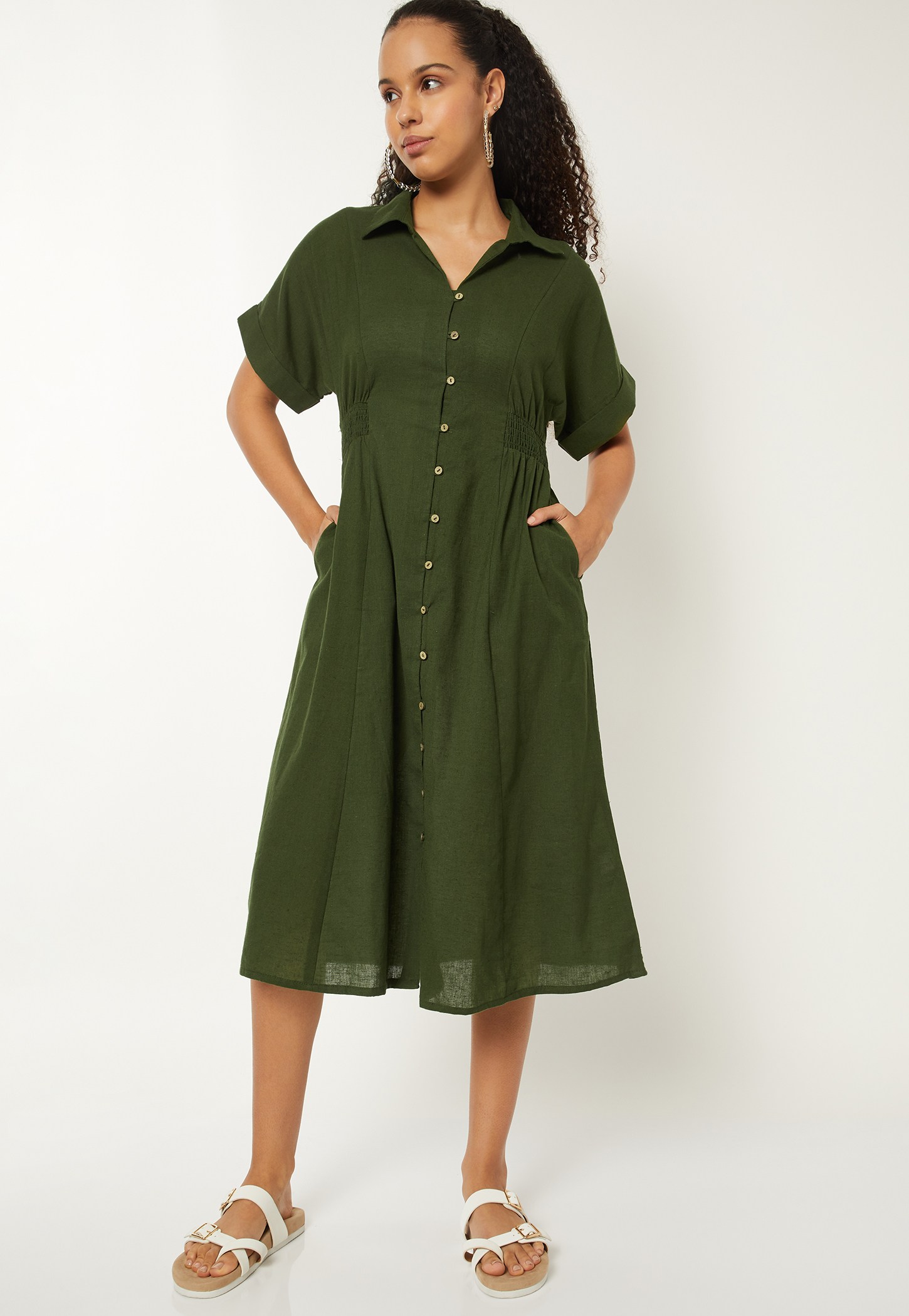 Women Solid Shirt Dress-picture-44