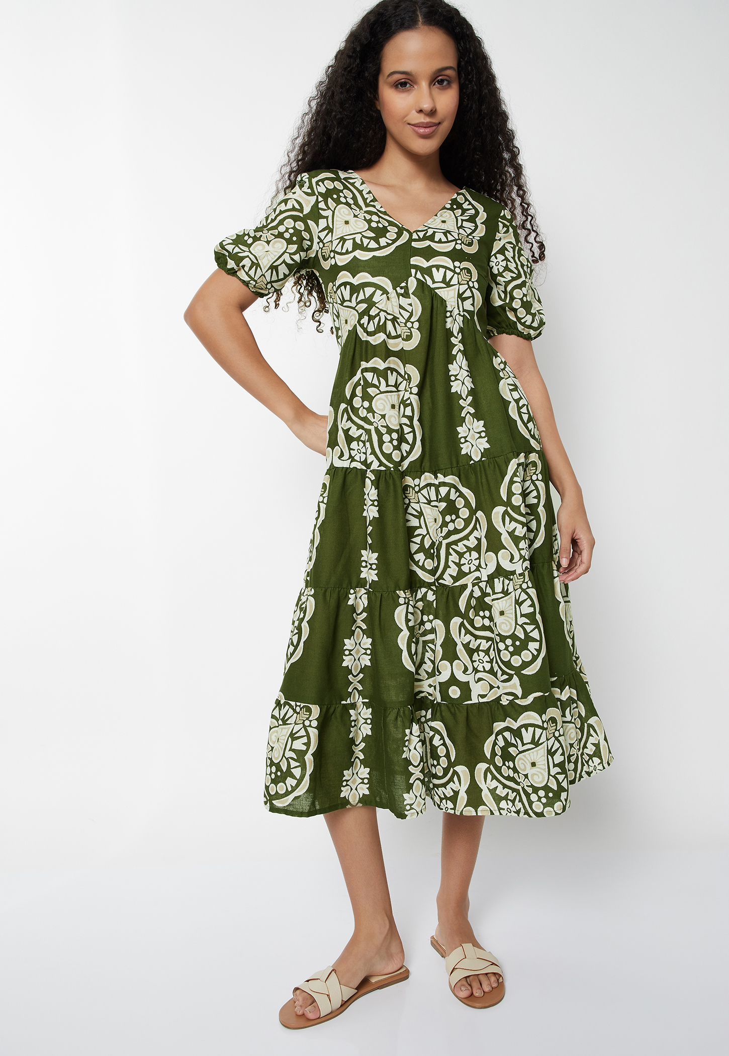 Women Printed Tiered Dress-picture-24
