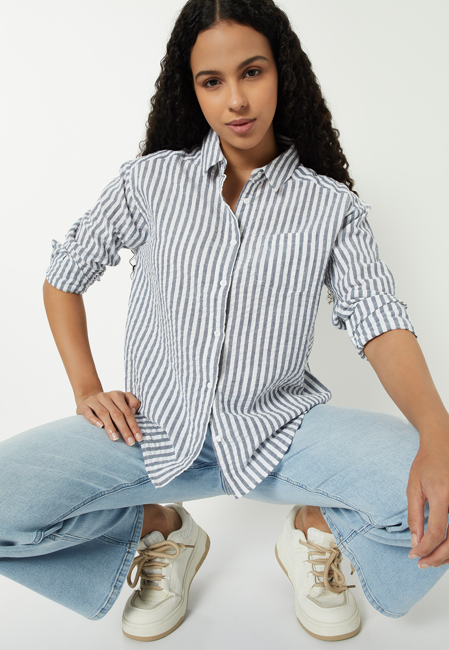 Women Seersucker Regular Fit Shirt-picture-44