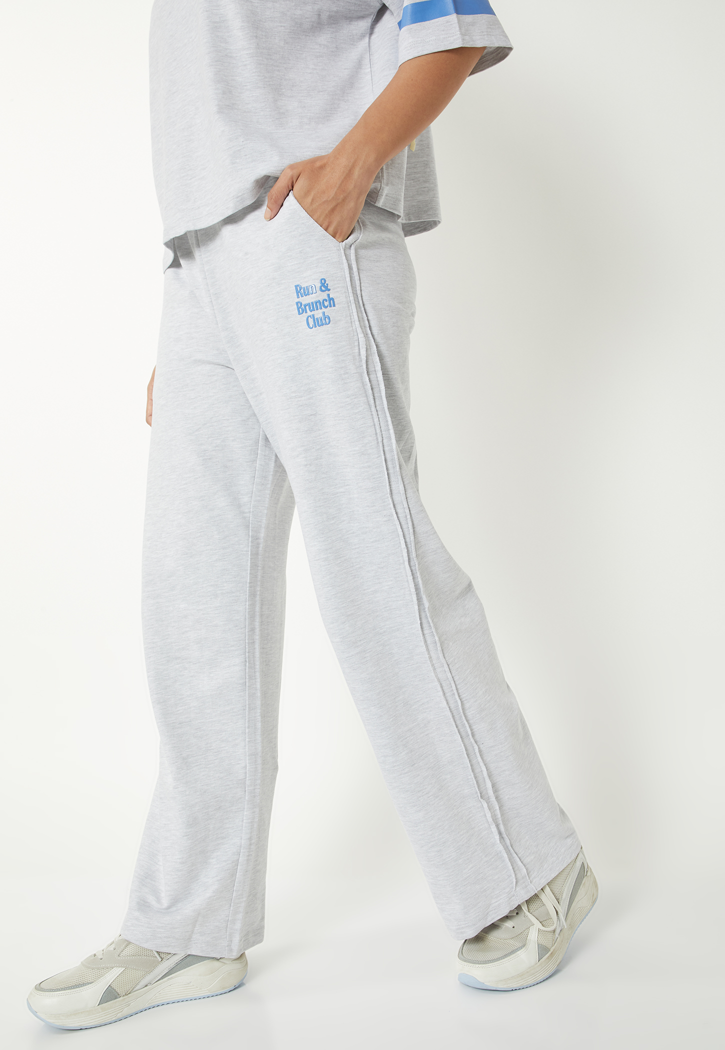 Women Heathered Wide Leg Sports Trackpants-picture-31