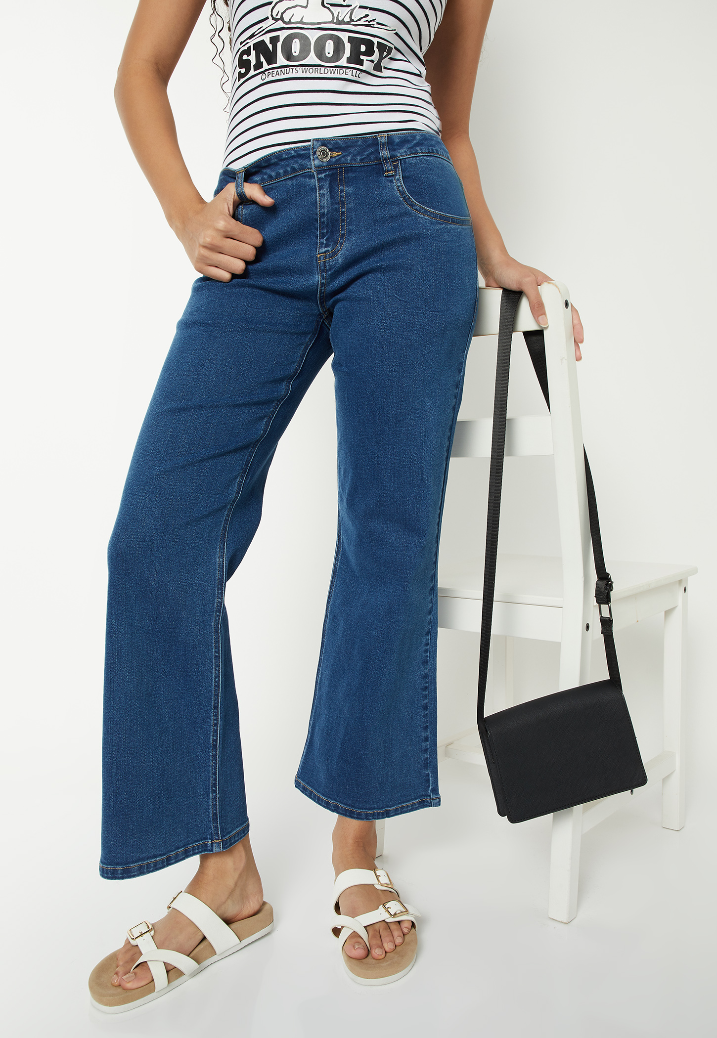 Women Washed Kick Flare Jeans-picture-25