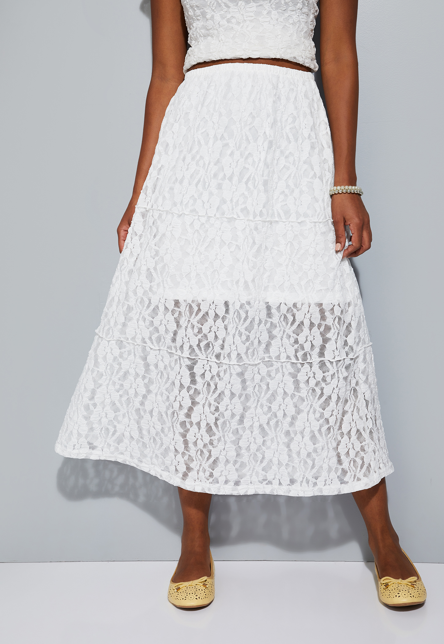 ALAYA F x URB_N Women Lace Tiered Midi Skirt-picture-47