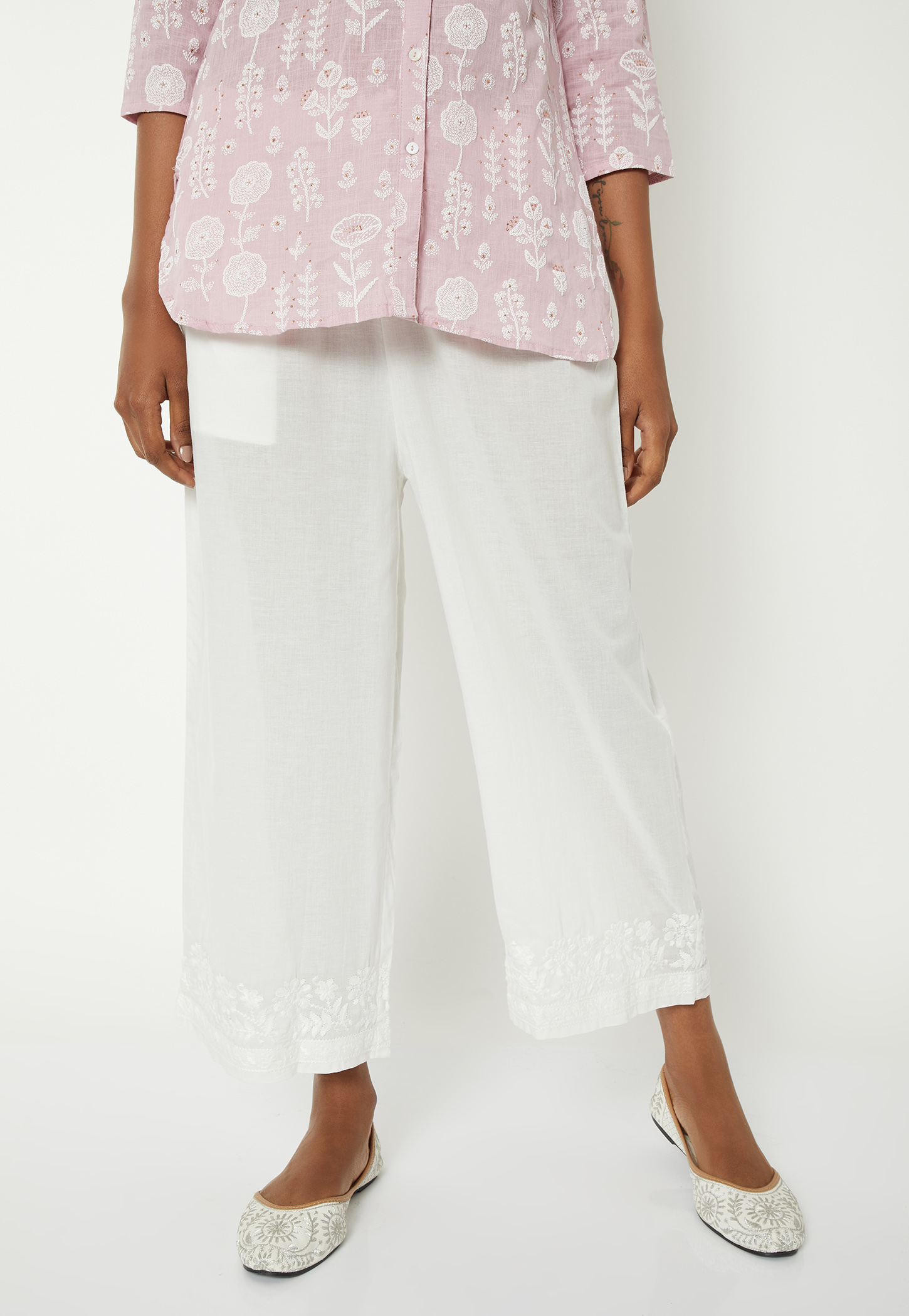 Women Solid Embroidered Straight Pants-image-24