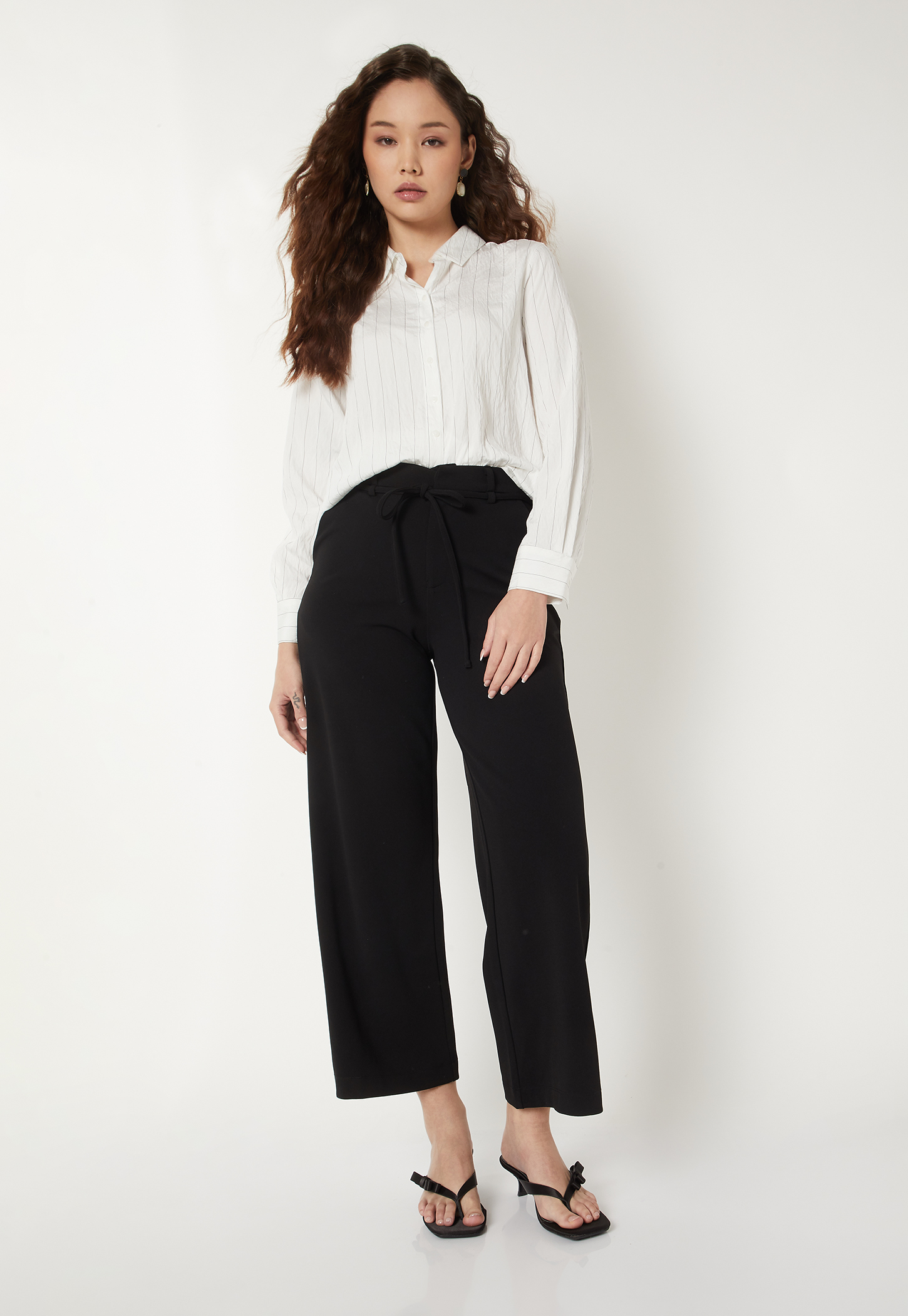 Women Solid Wide Leg Trousers-picture-37