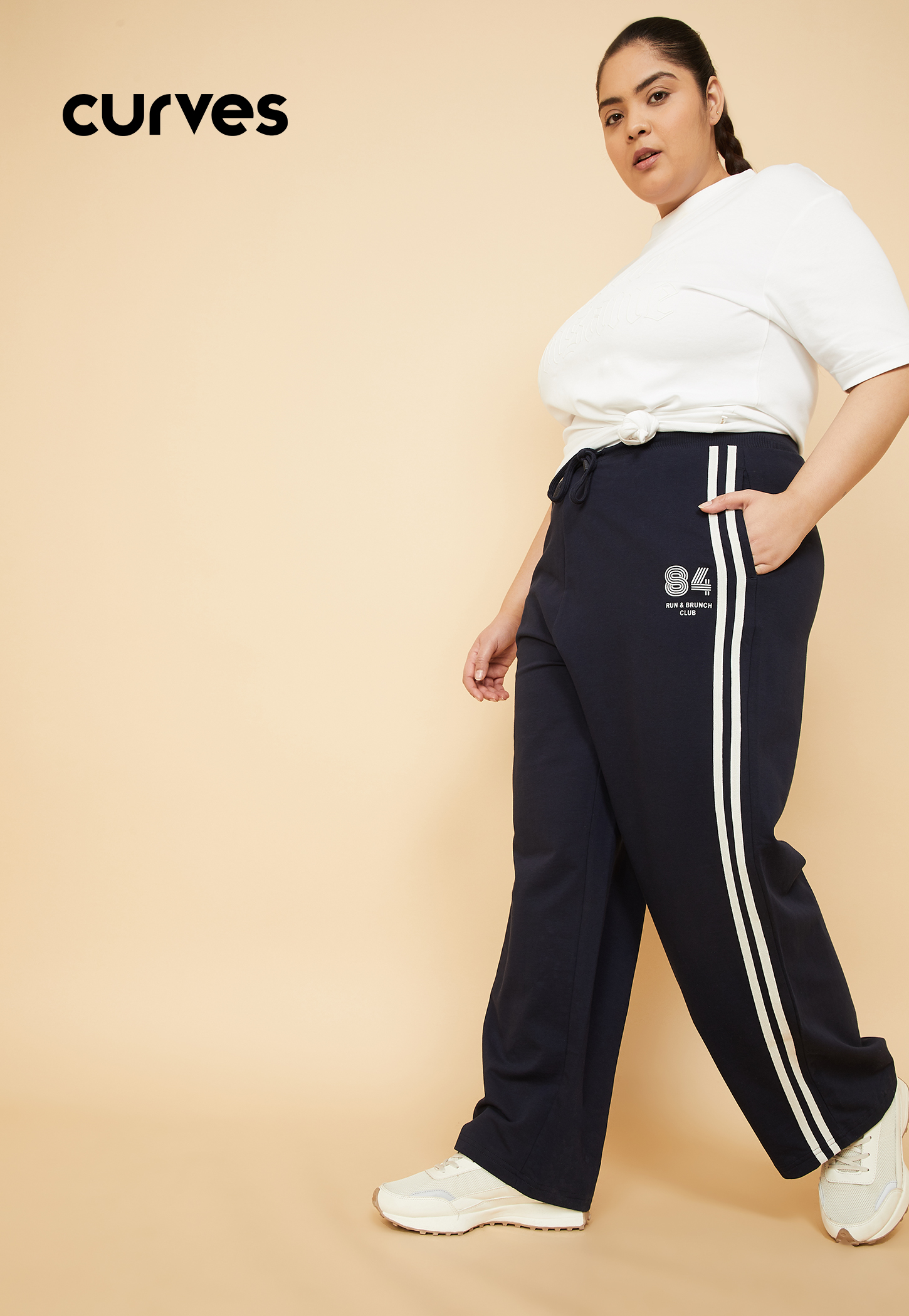 Women Side Striped Wide-Leg Track Pants