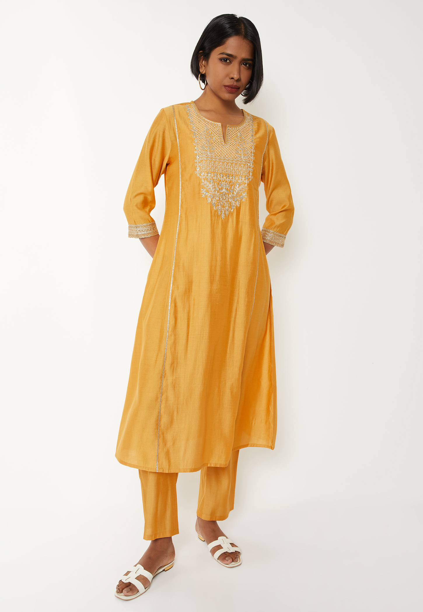 Women Embroidered A-line Kurta Set-image-8