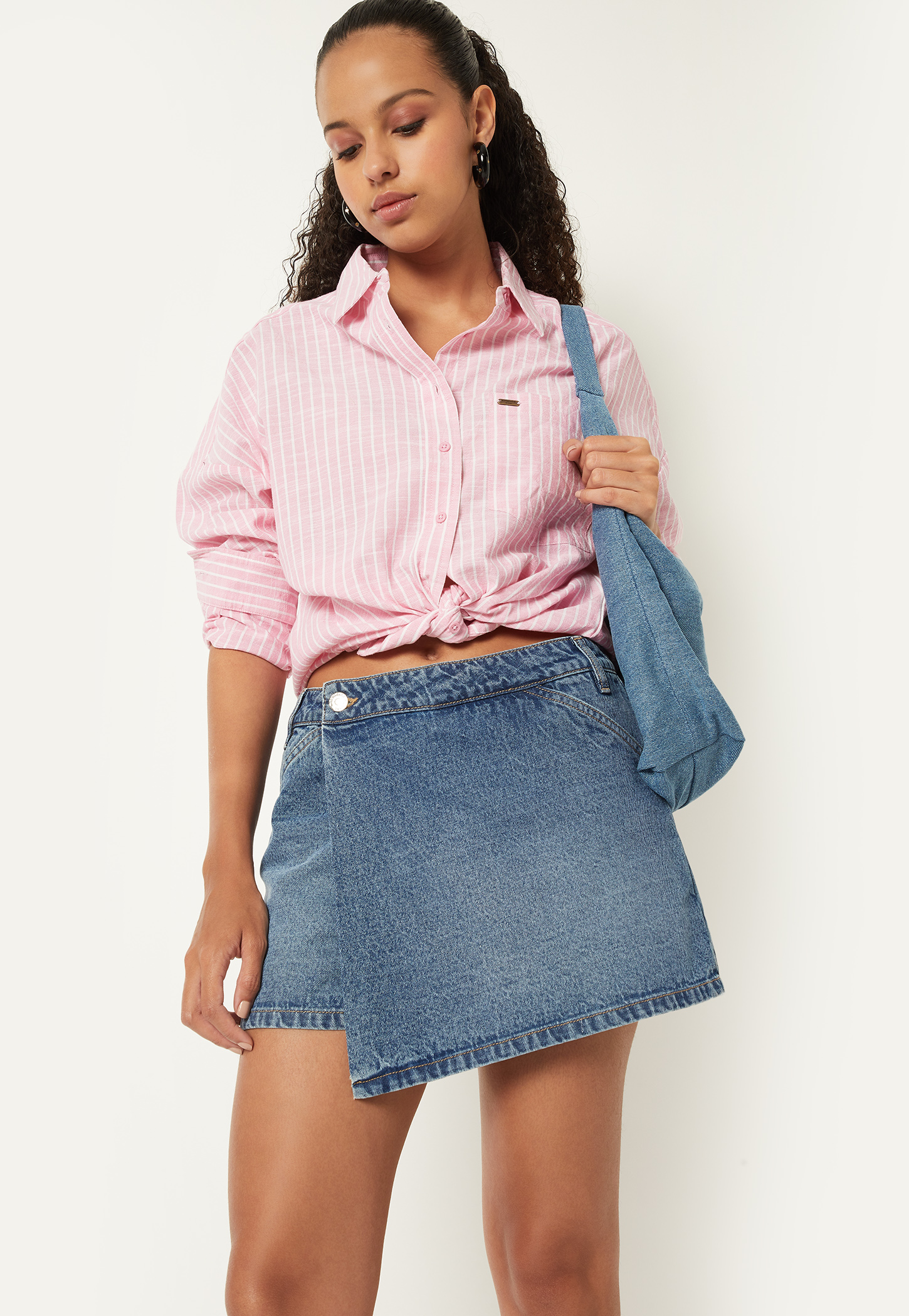 Women Washed Denim Skorts-picture-41