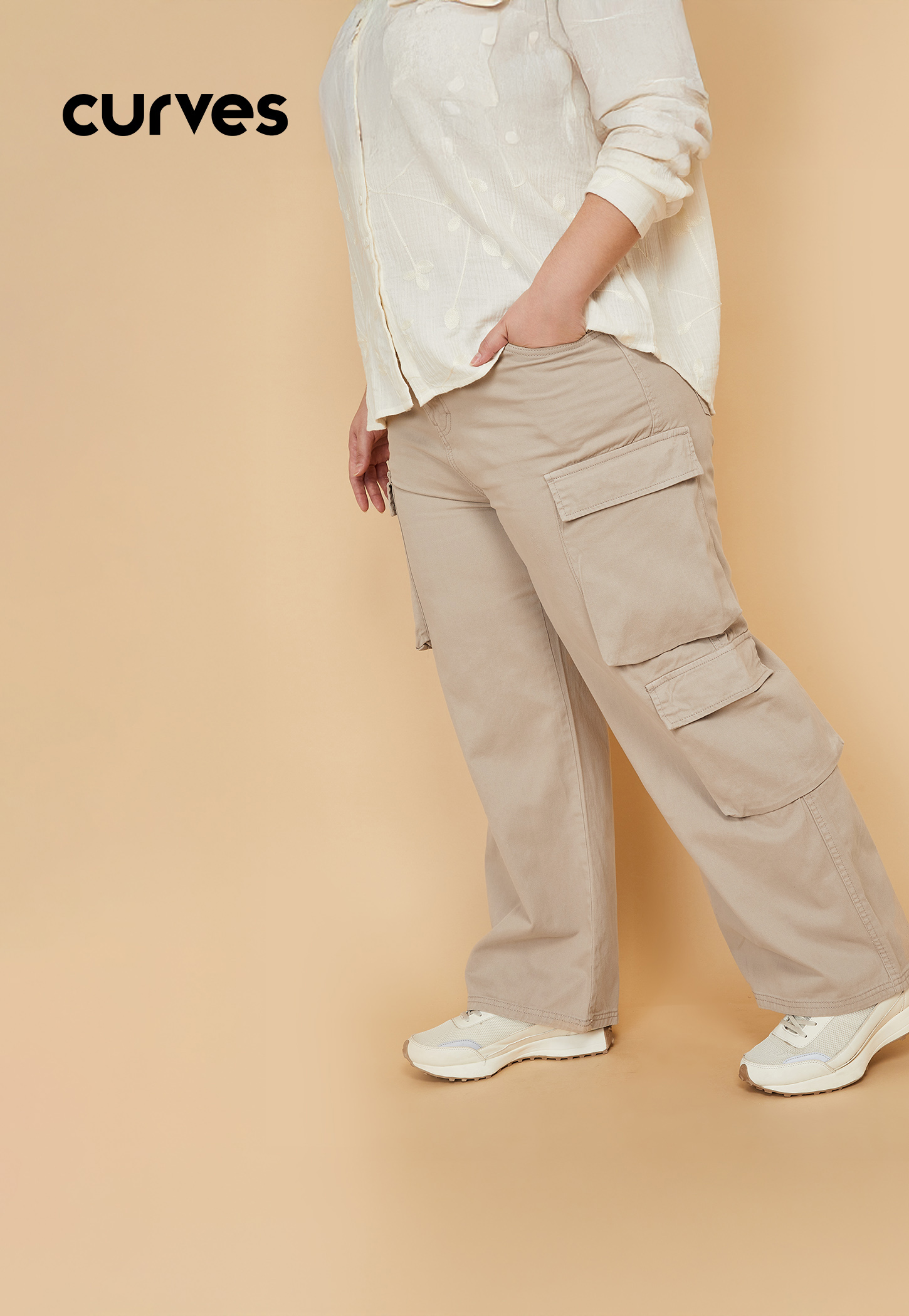 Women Solid Denim Cargos-picture-36