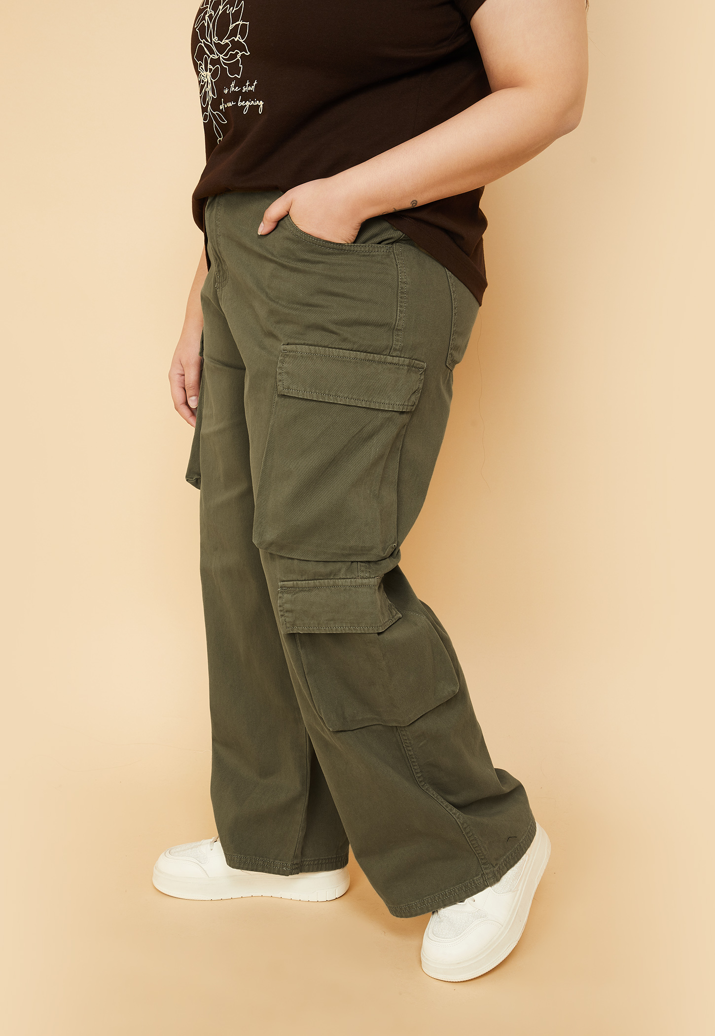 Women Solid Cargo Jeans-picture-32