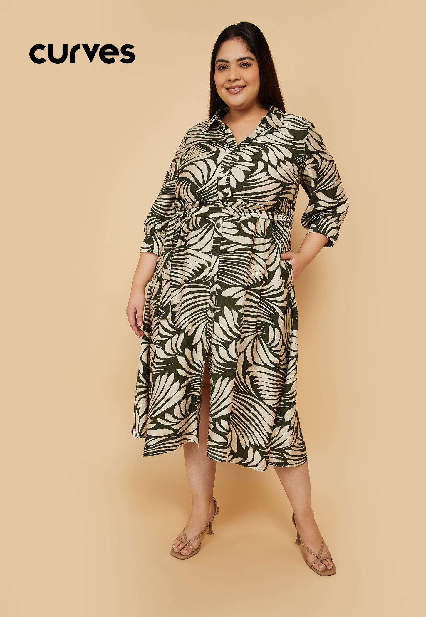 Women Printed A-line Shirt Dress-picture-20
