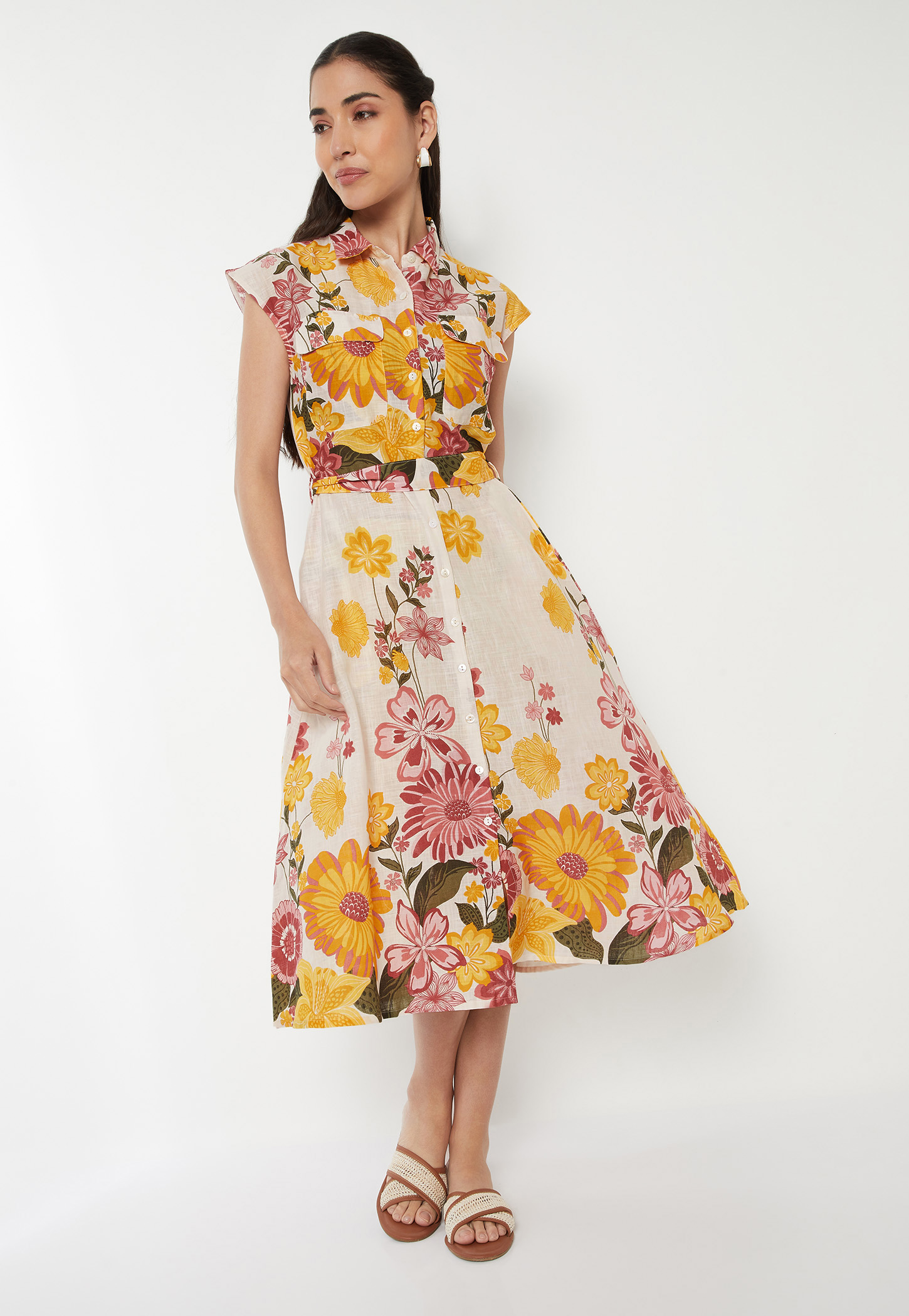 Kalki x Max Floral Print Shirt Dress-image-13
