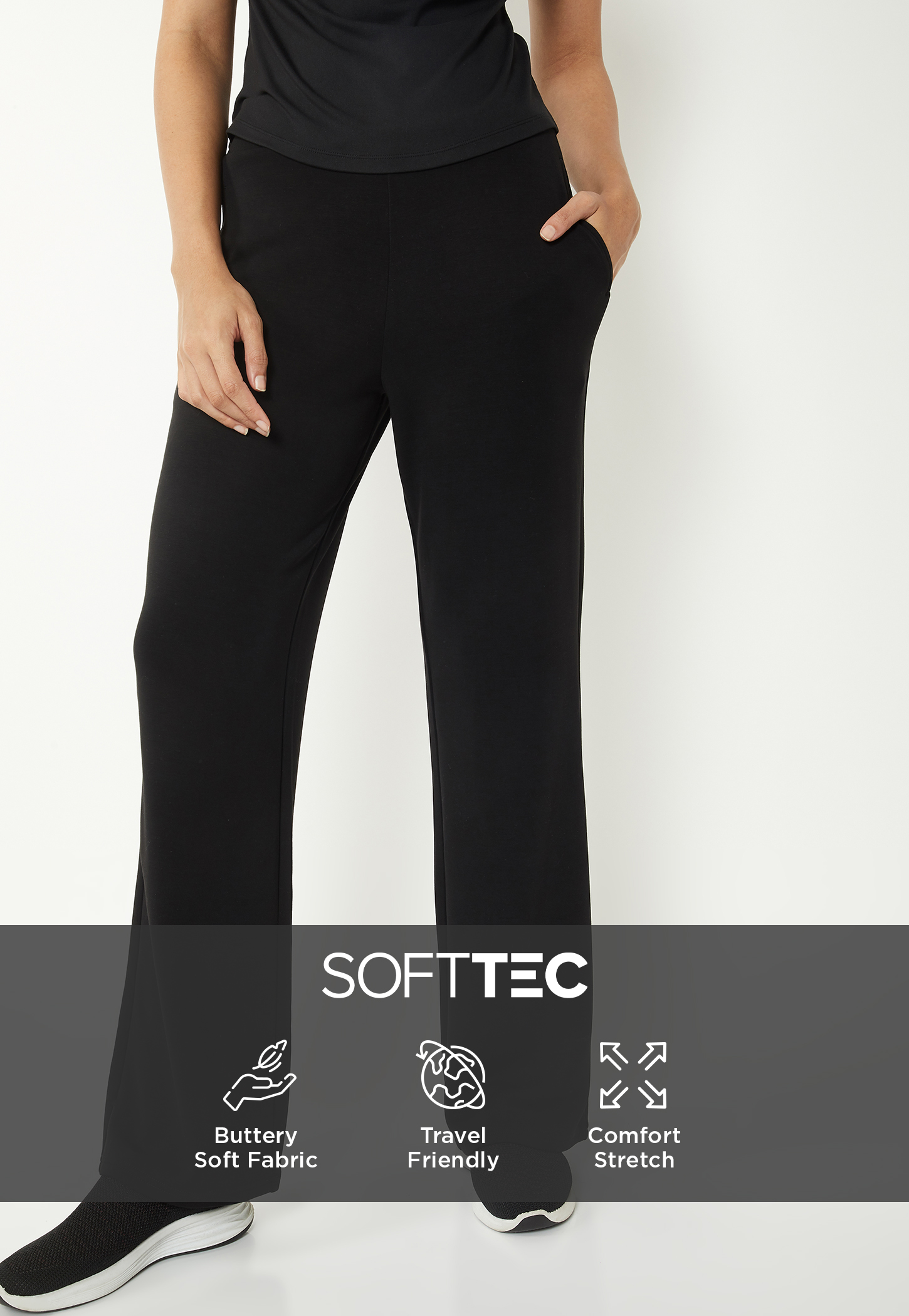 Women Solid Wide Leg Track Pants-picture-30