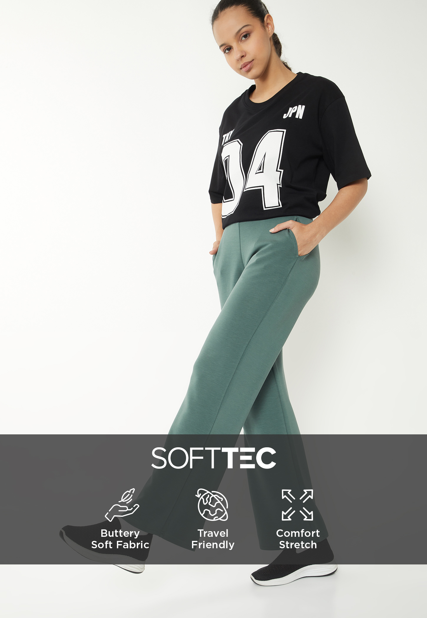 Women Solid Wide Leg Track Pants-picture-15