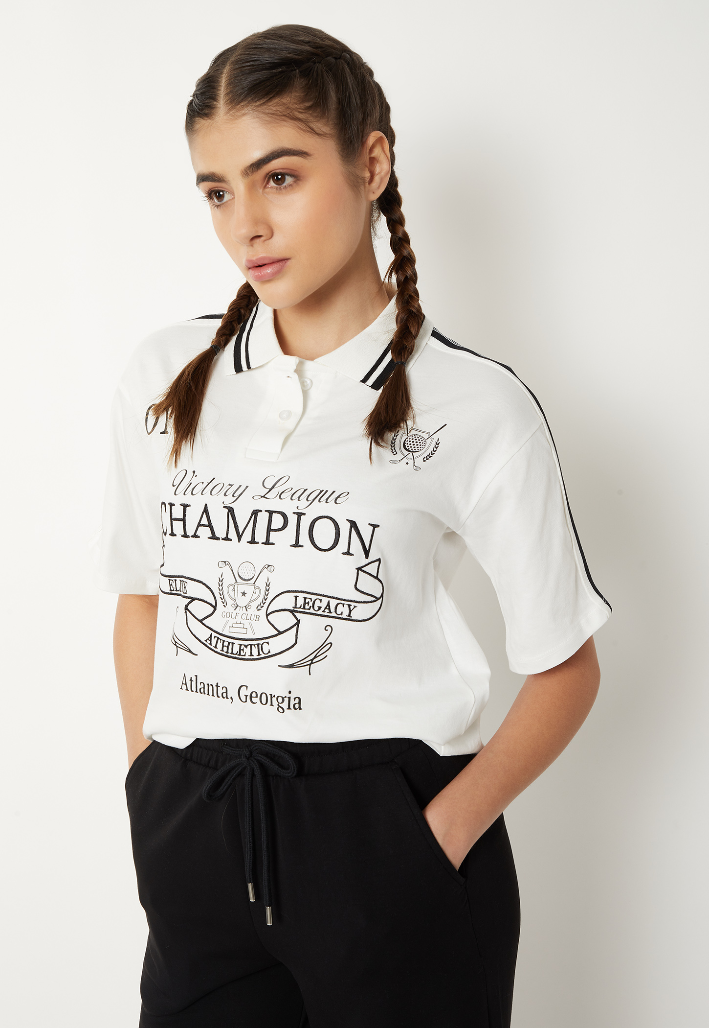 Women Athleisure Printed Polo T-shirt-picture-18