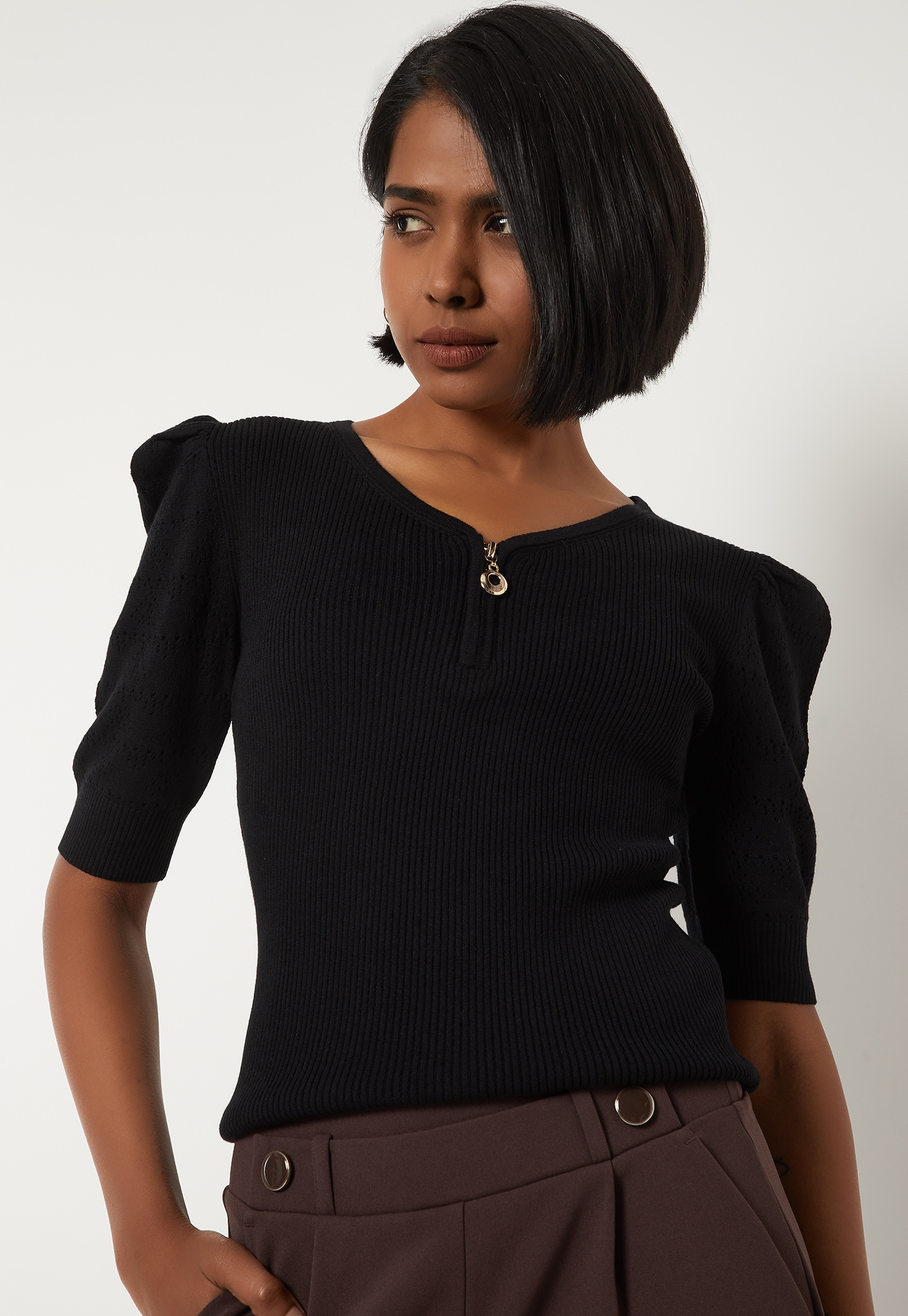 Women Knit Puffed Sleeves-picture-52