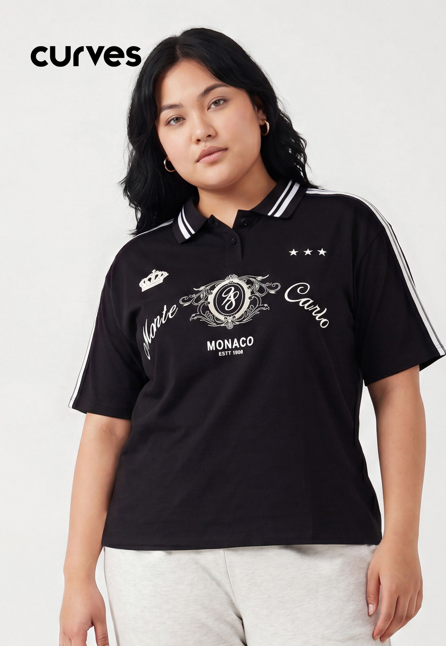 Women Athleisure Printed Polo T-shirt-picture-14
