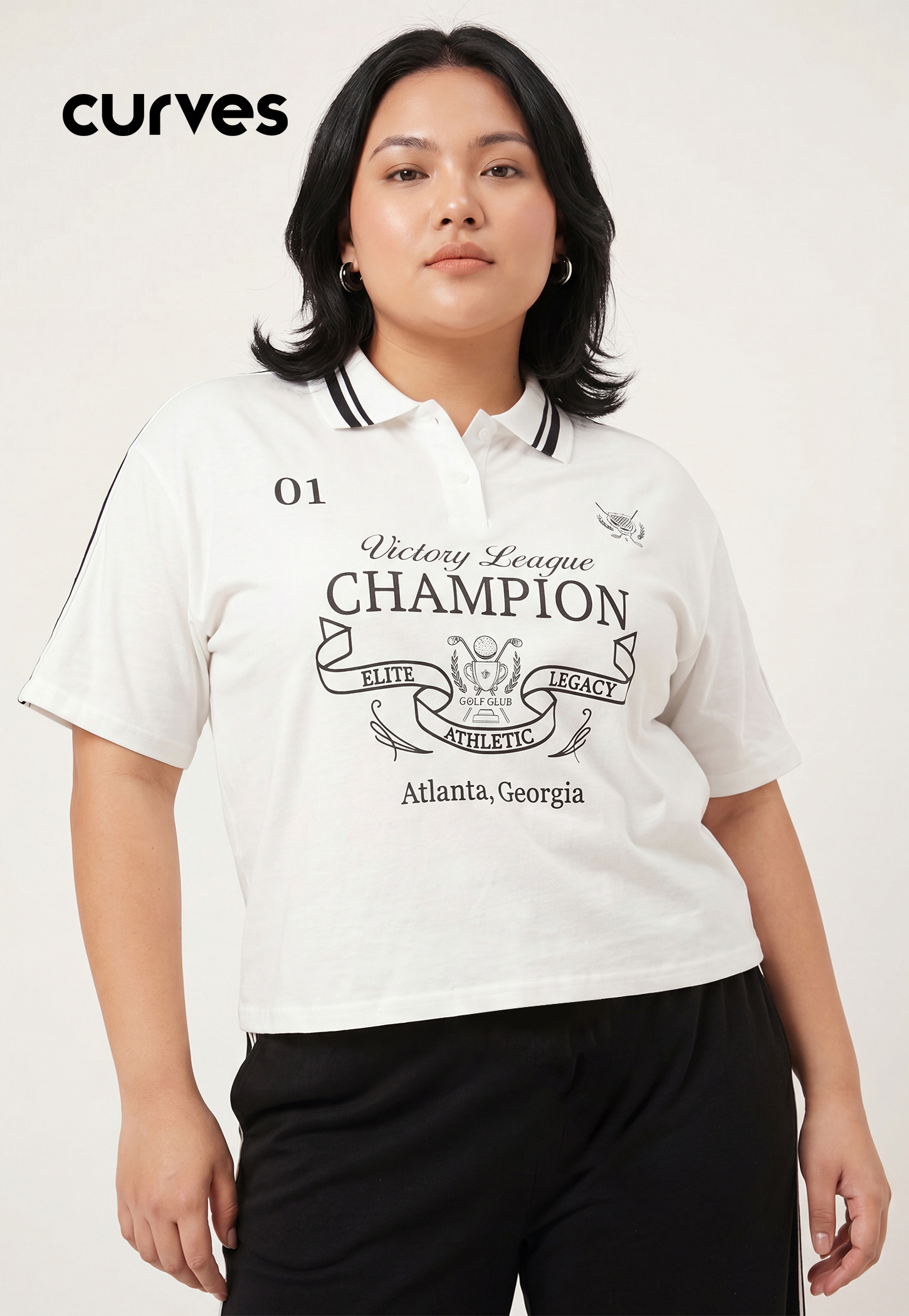 Women Athleisure Printed Polo T-shirt-picture-32