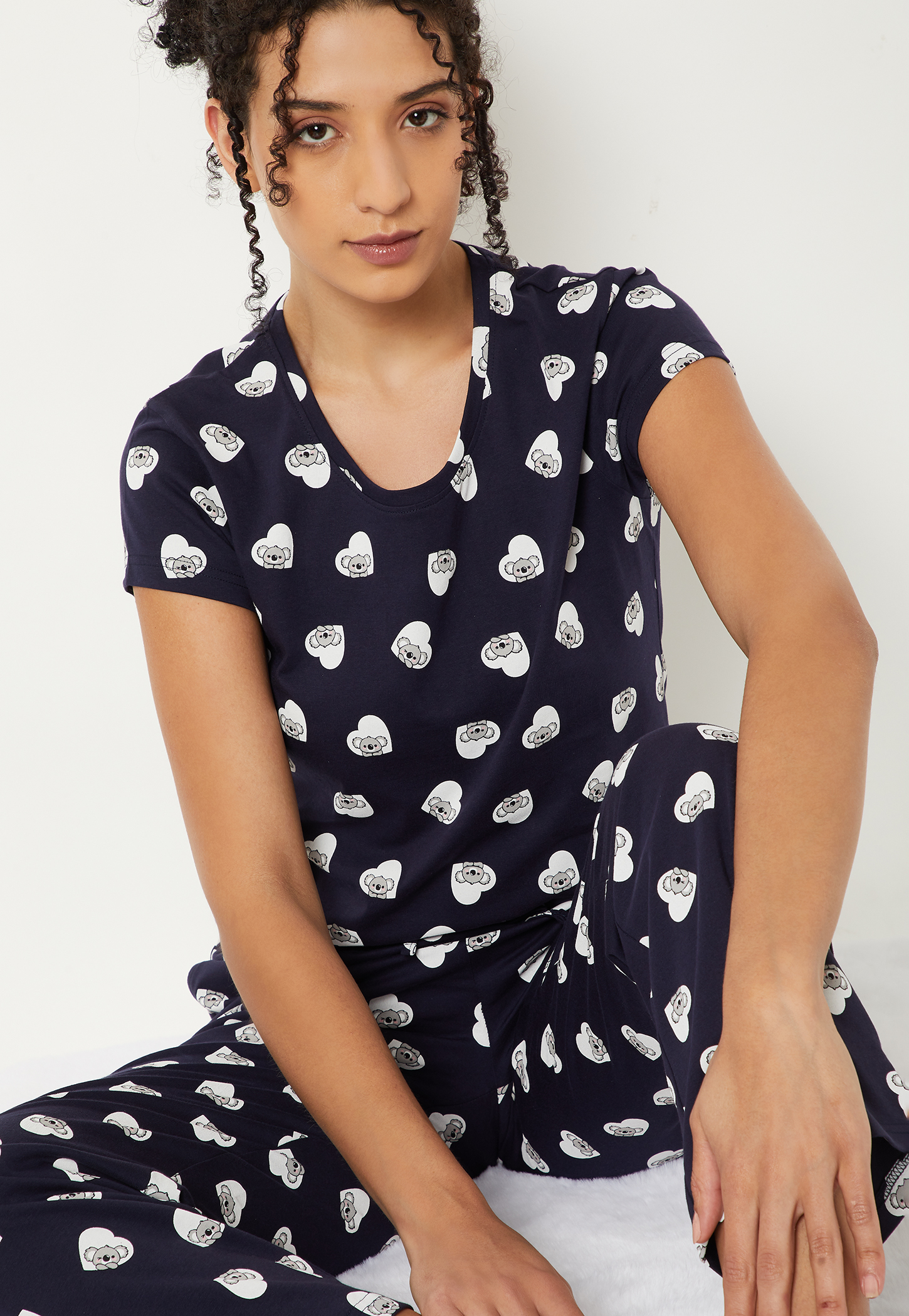 Women Heart Print PJ Set-picture-13