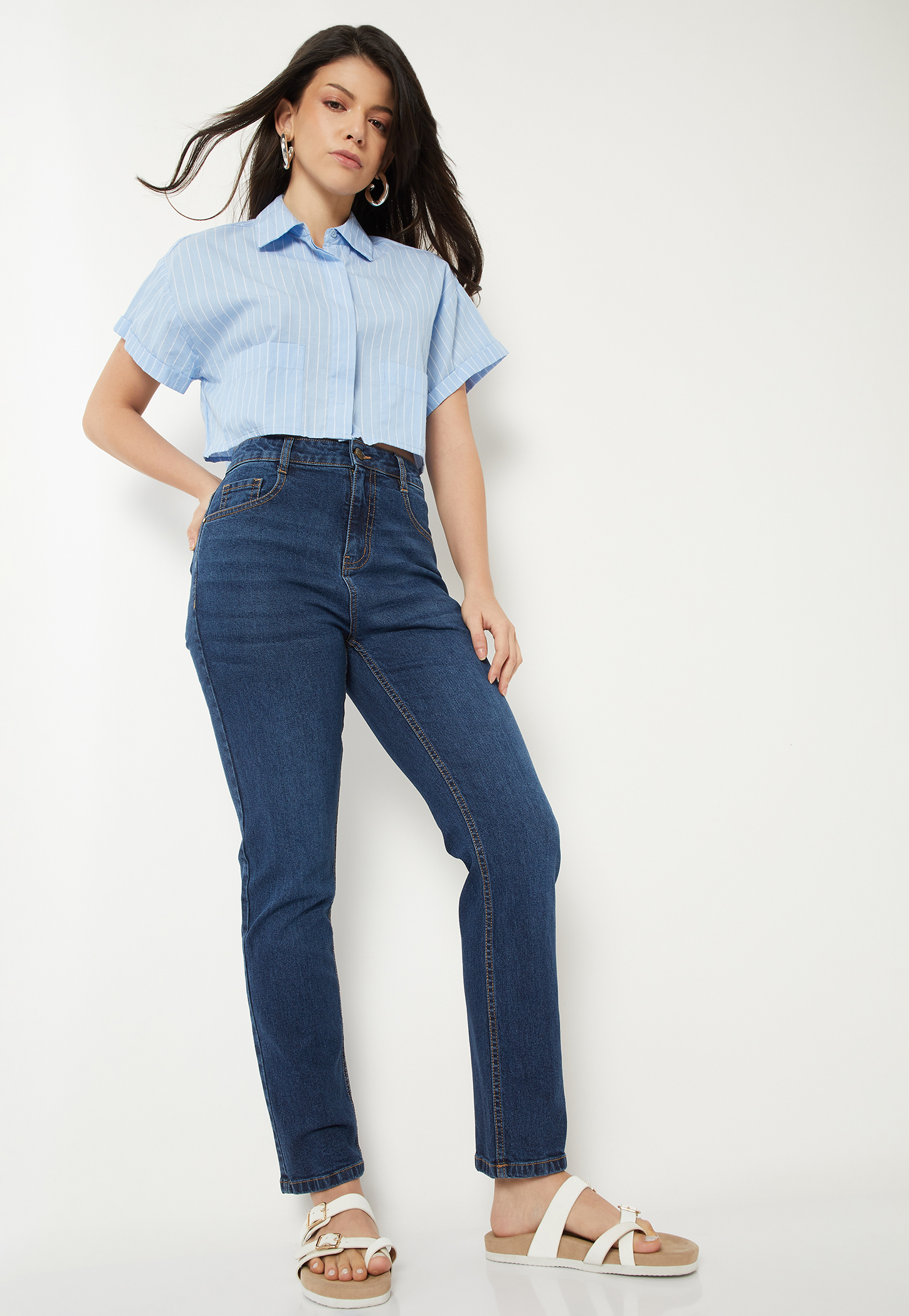 Women Washed Slim Straight Fit Jeans-picture-53