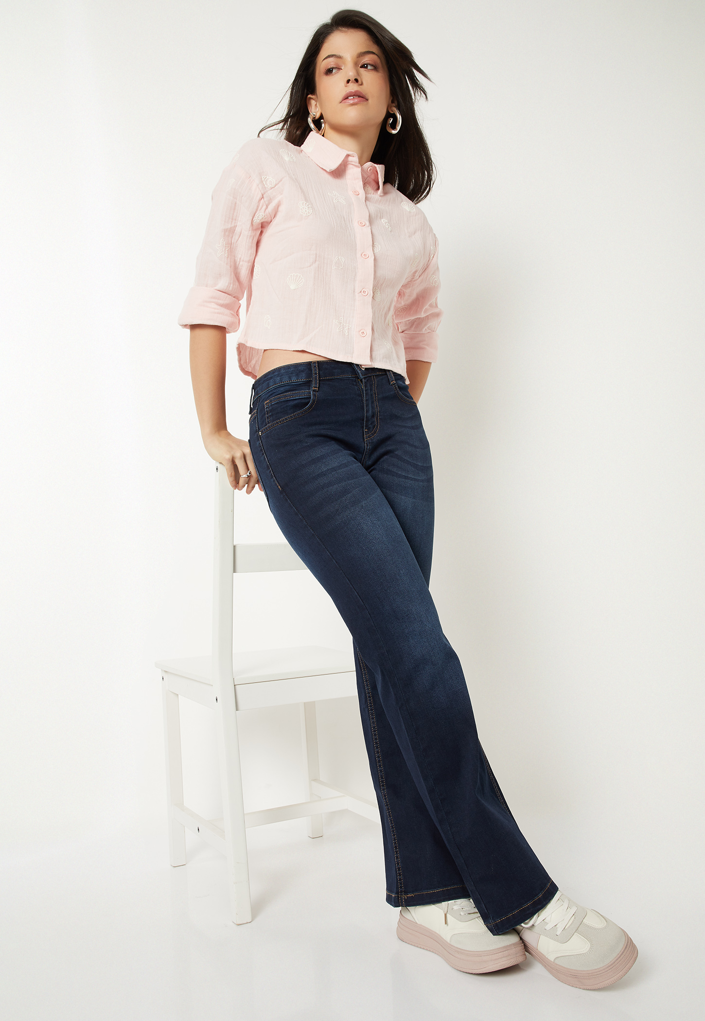 Women Whiskered Kick Flare Jeans-picture-32
