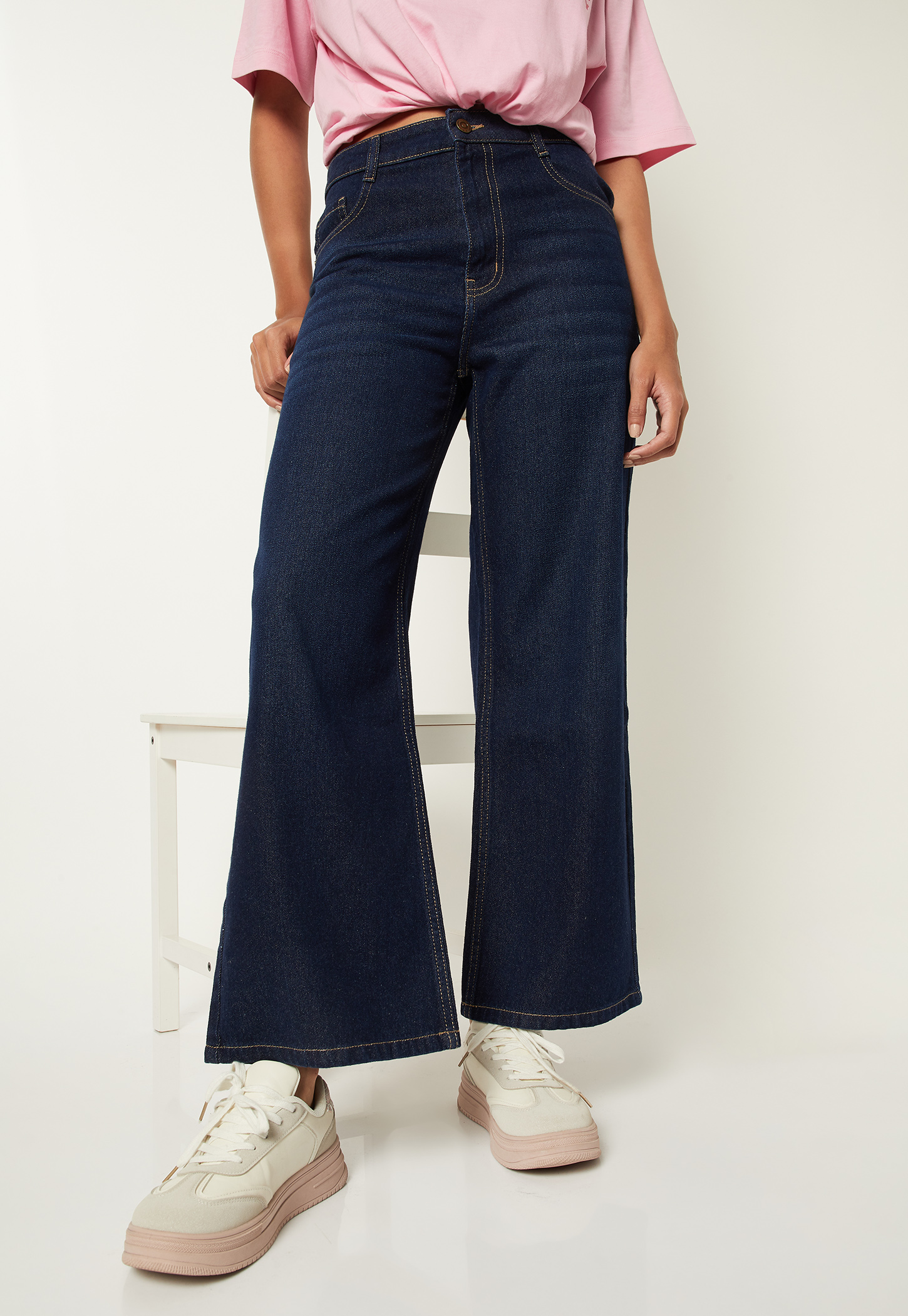 Women Whiskered Wide Leg Jeans-picture-31