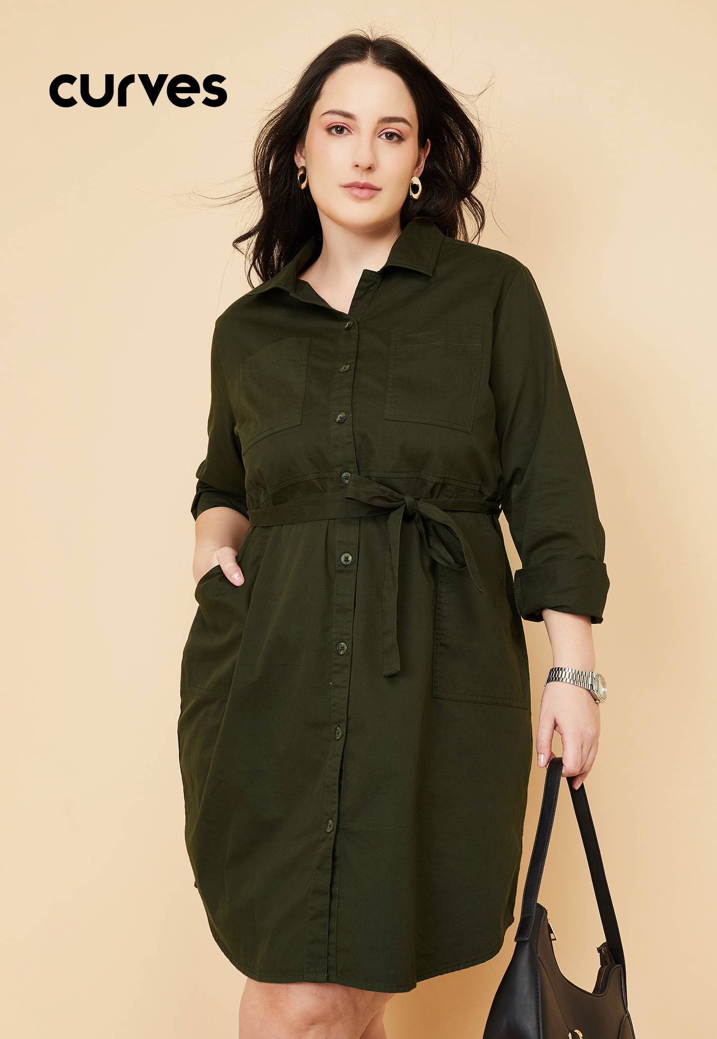 Women Solid Shirt Dress-image-14