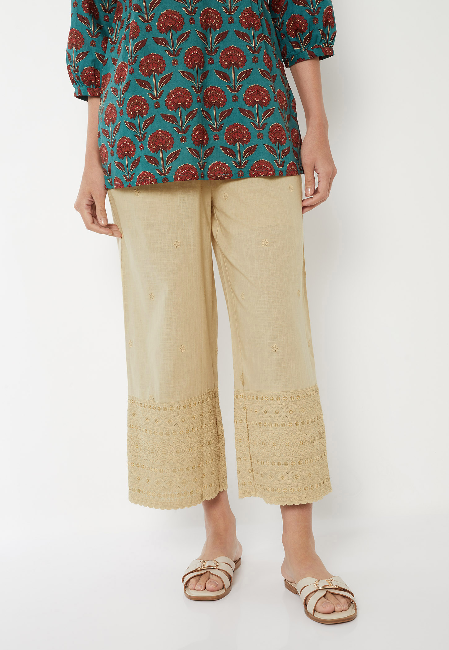 Women Embroidered Hem Palazzos-picture-51