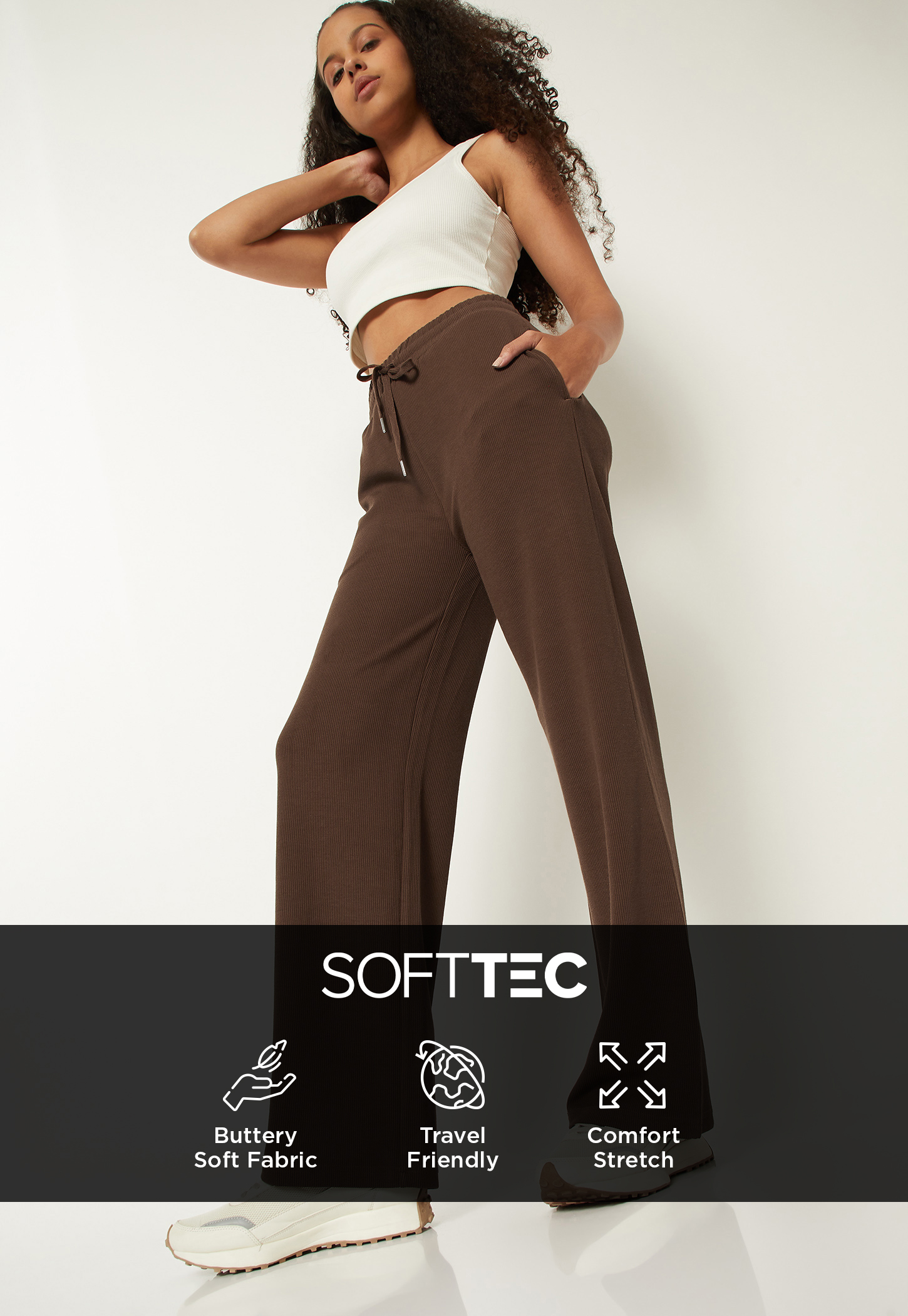 Women Solid Wide Leg Sports Track Pants-picture-51