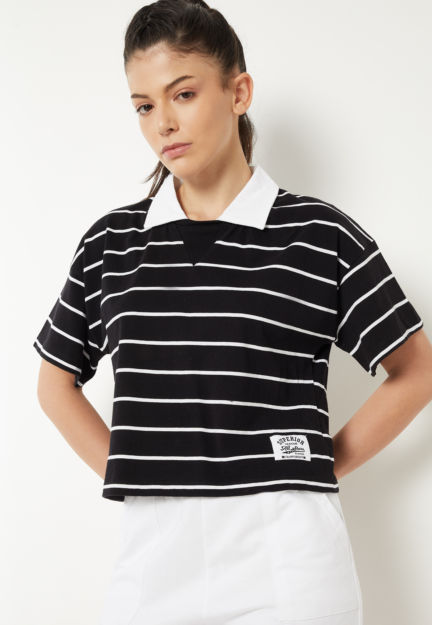 Women Striped Polo T-shirt-picture-23