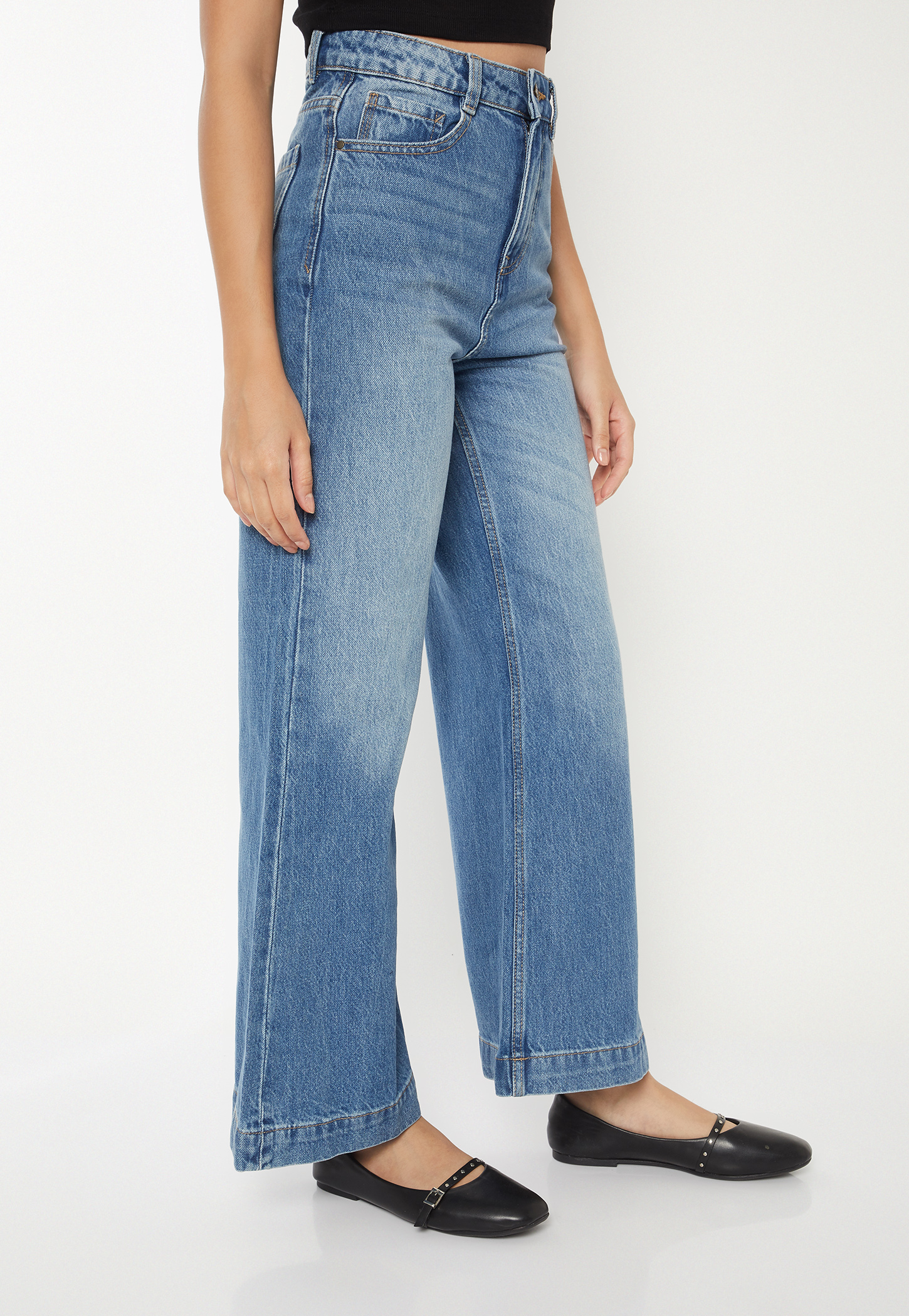 Women Washed Wide Leg Jeans-picture-23