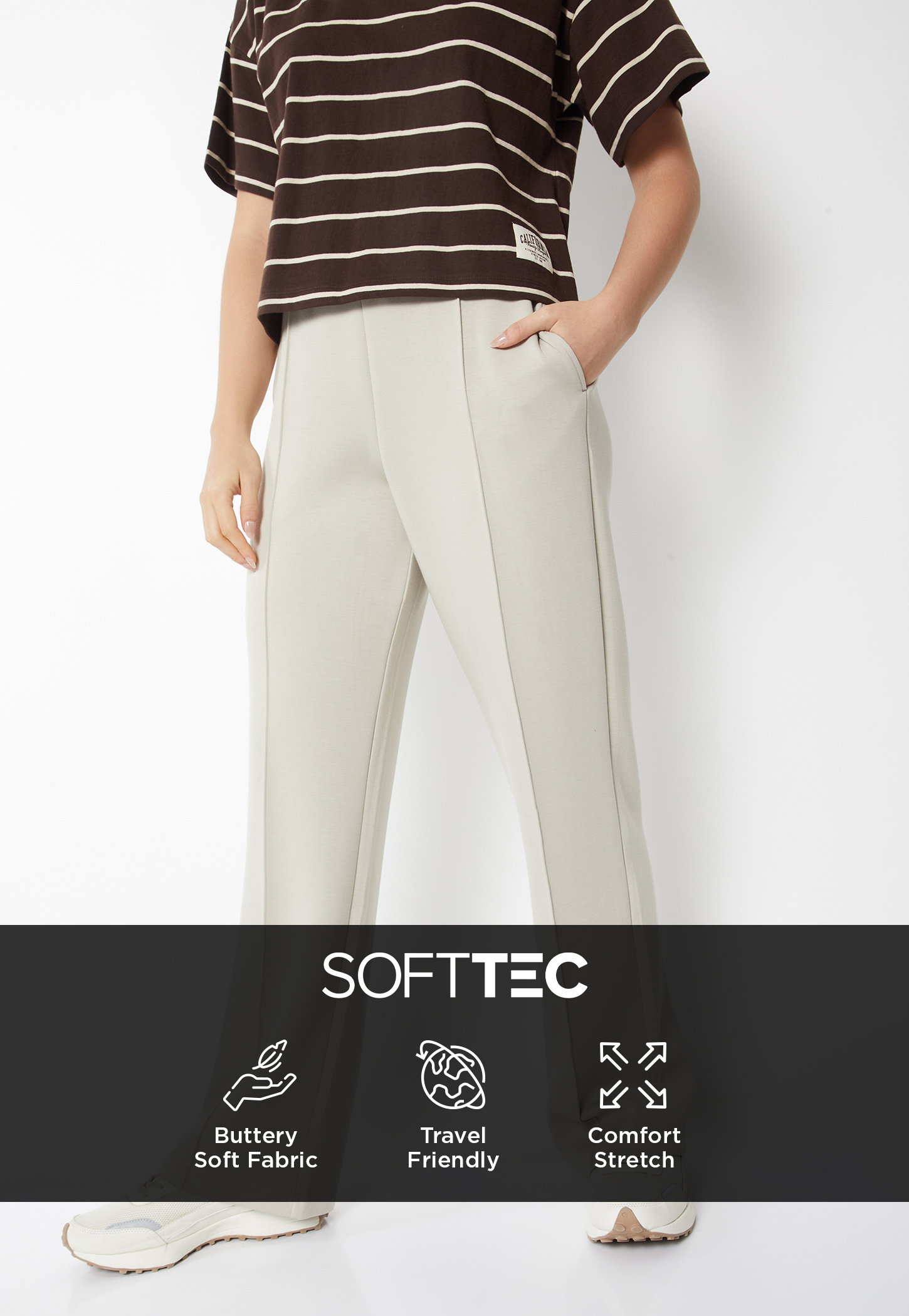 Women Solid Wide Leg Track Pants-picture-38