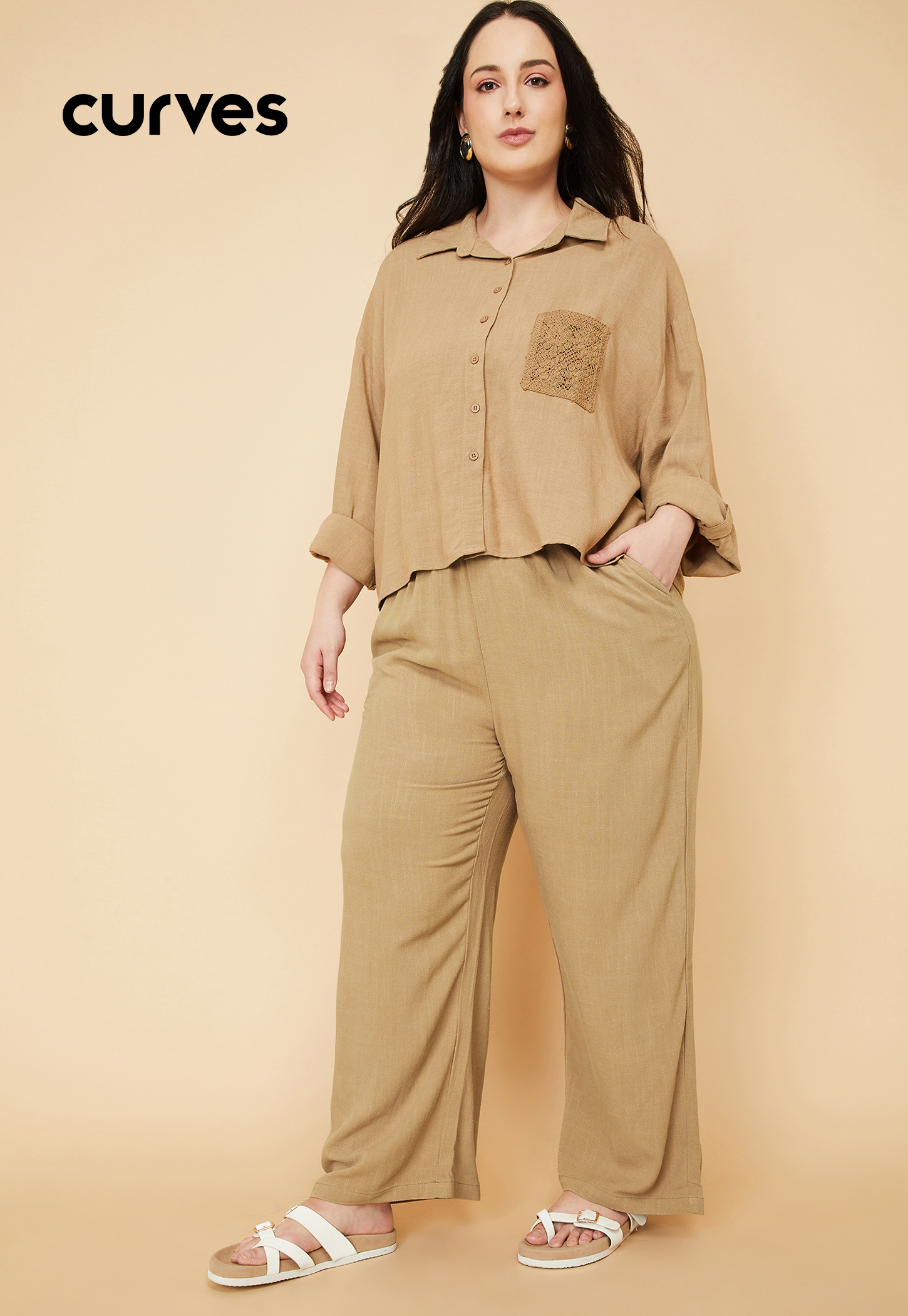 Women Solid Wide Leg Trousers-picture-41