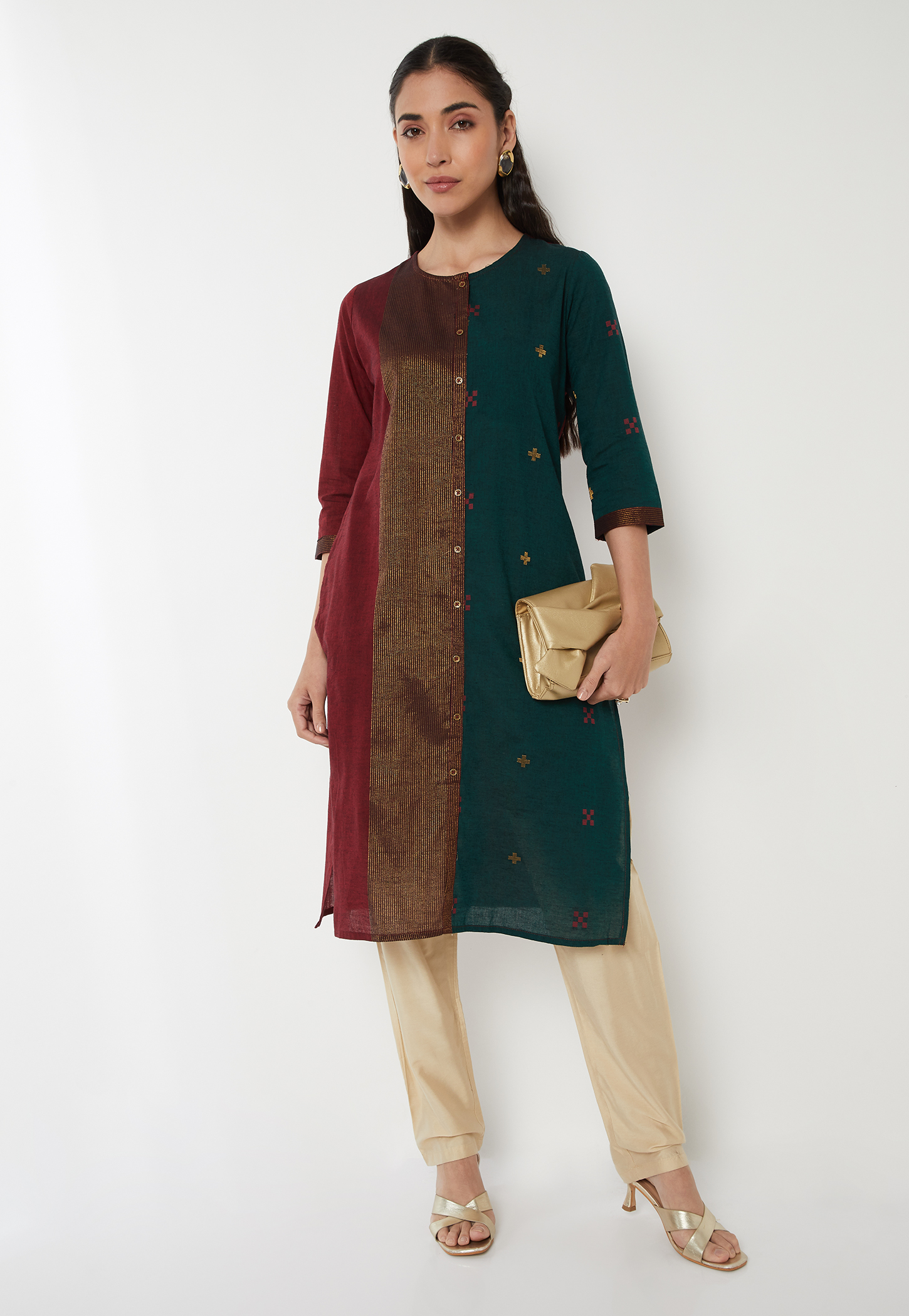 Women Colourblock Straight Kurta-picture-24