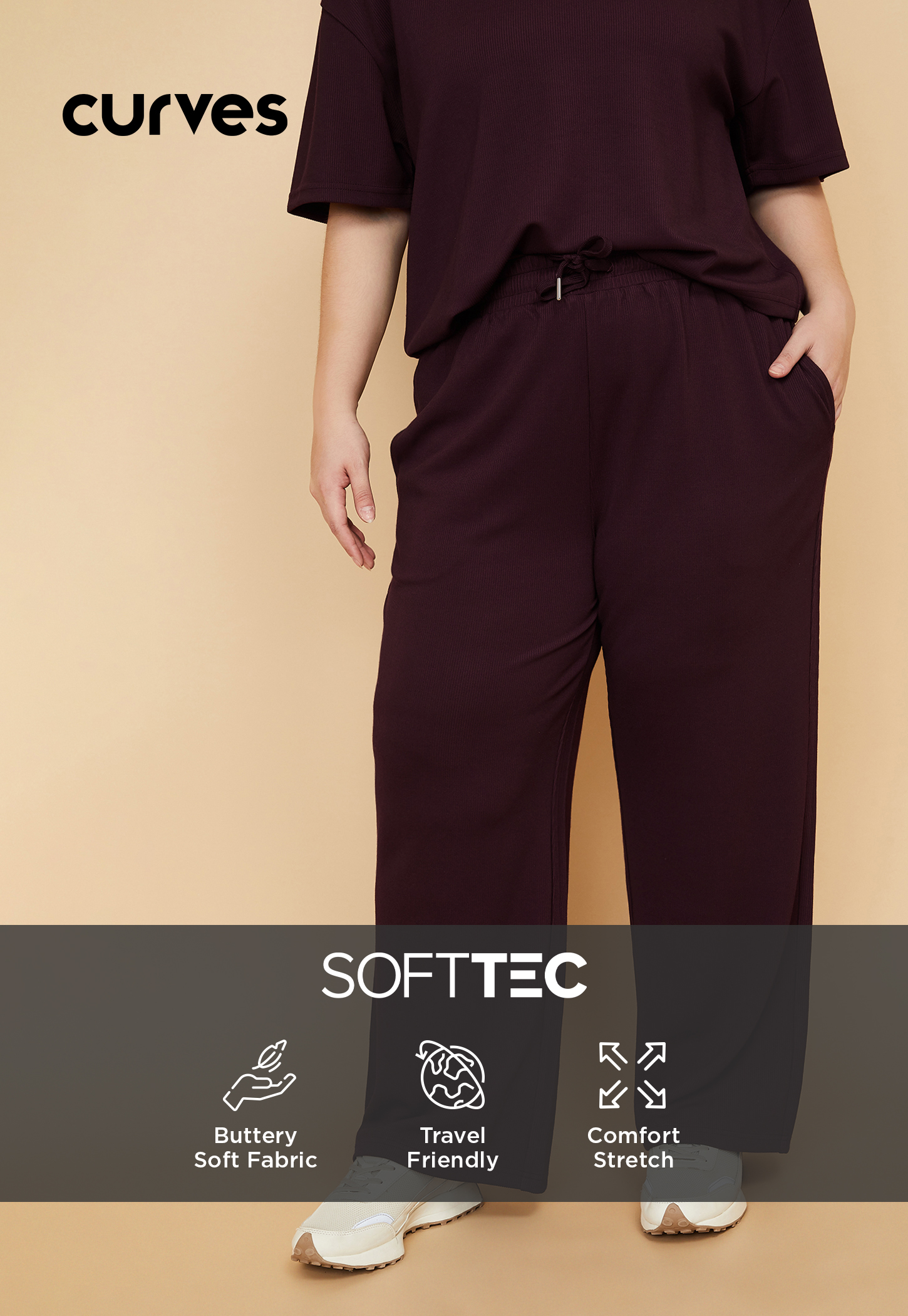 Women Solid Wide Leg Sports Track Pants-picture-27