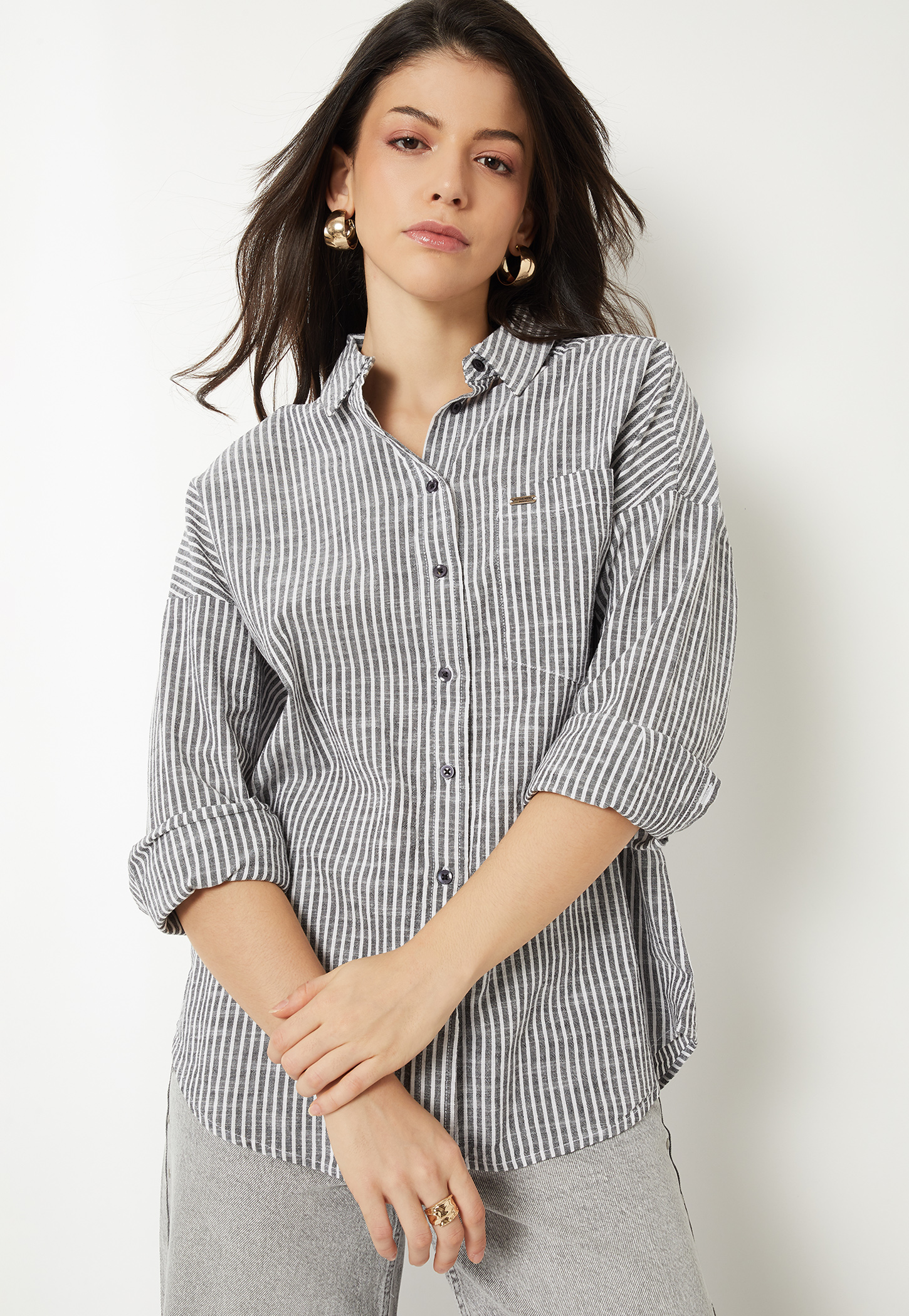 Women Striped Oversized Shirt-picture-36