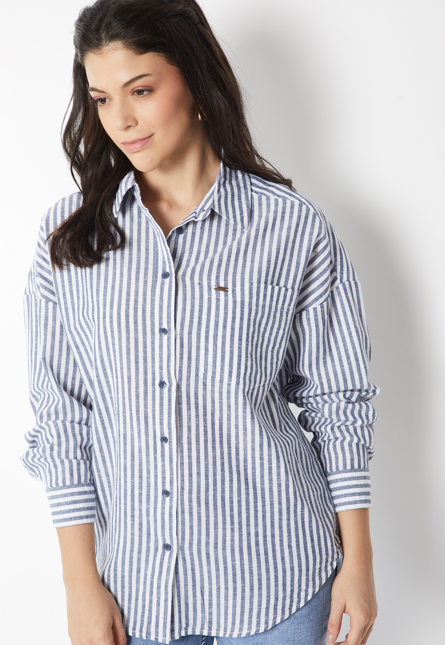 Women Striped Oversized Shirt-picture-51