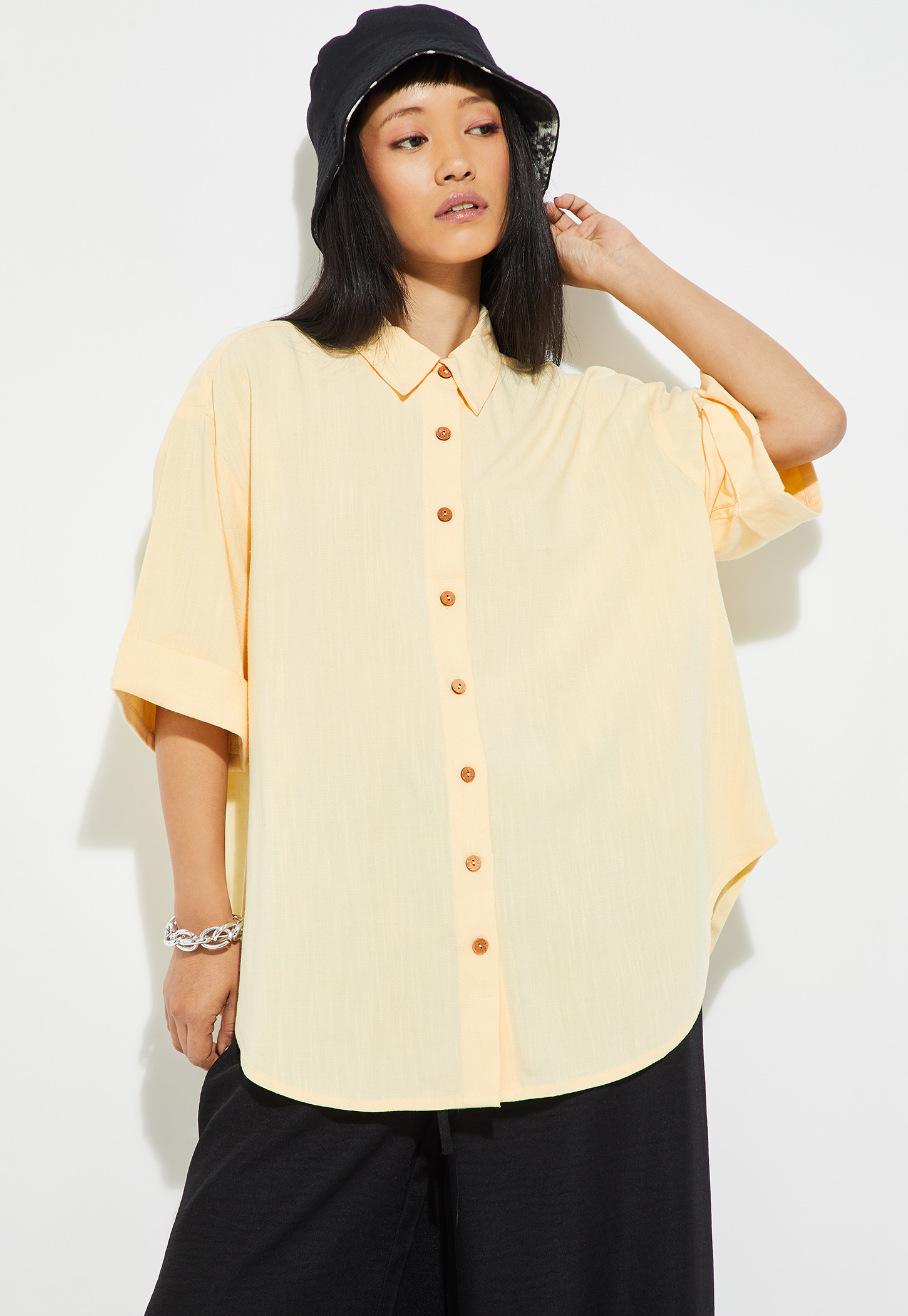 ALAYA F x URB_N Women Solid Drop Shoulder Shirt-image-10