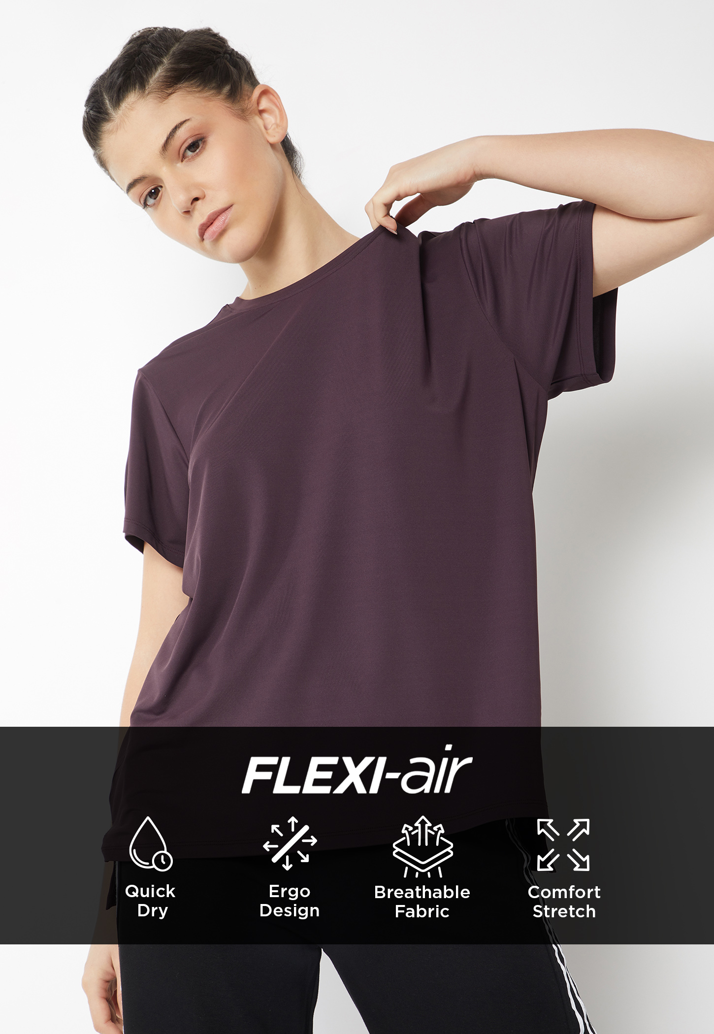 Women Oversized Solid Sports T-shirt-picture-12